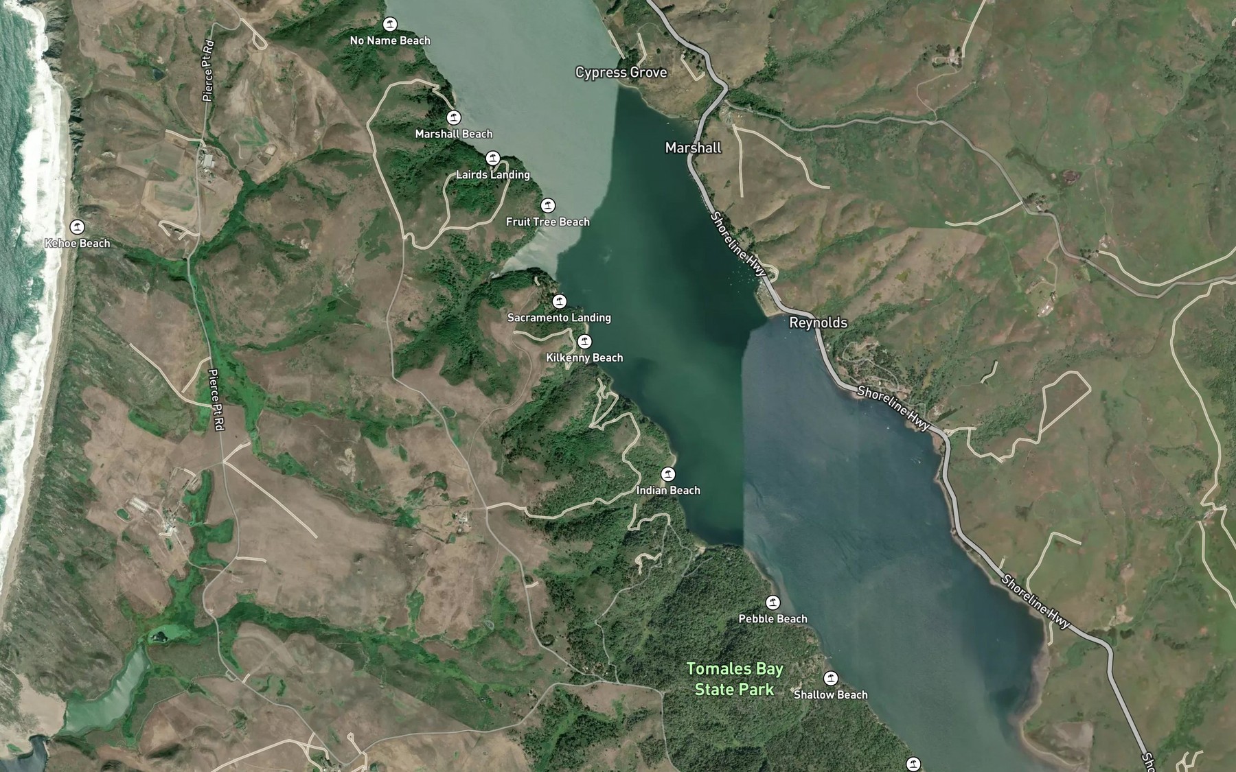 Satellite map of the Duck Cove