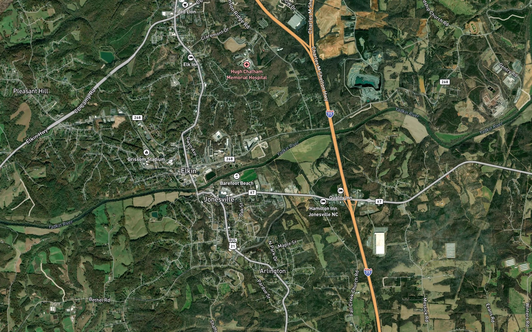 Satellite map of the Sandyberry Creek