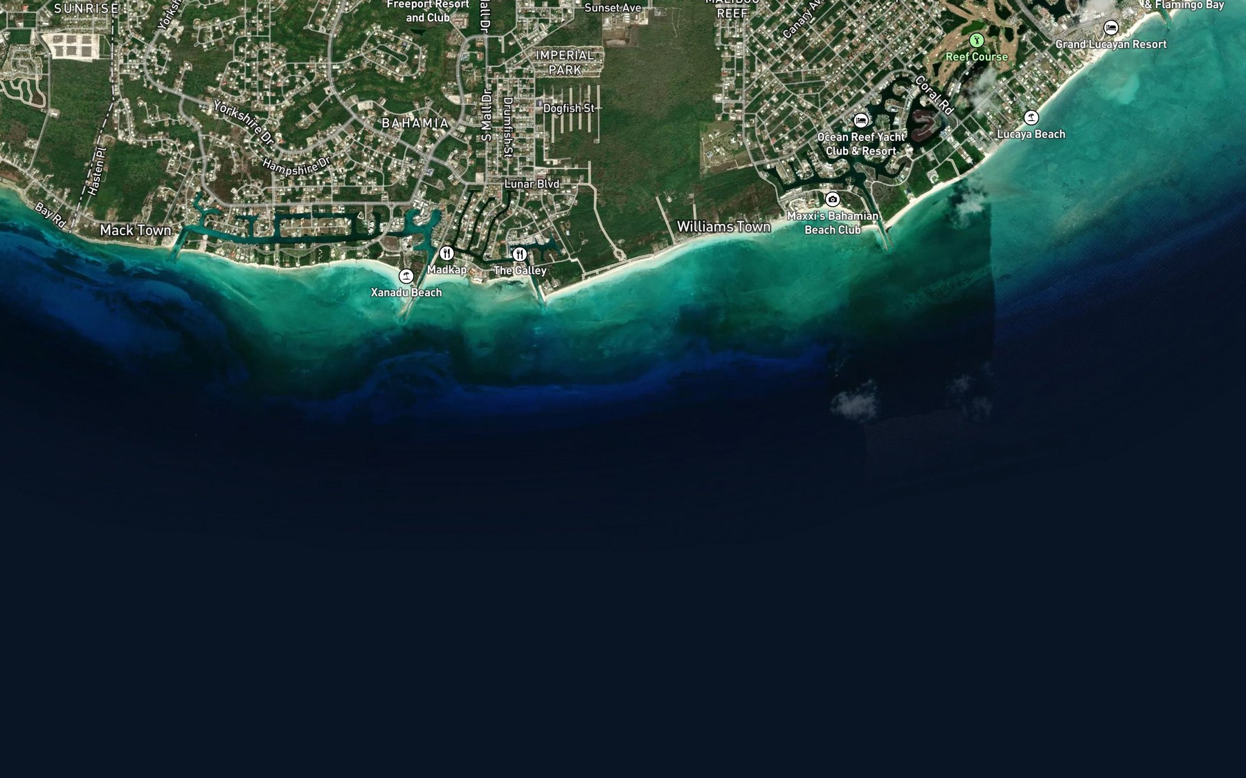 Satellite map of the Pinder Point Shoal