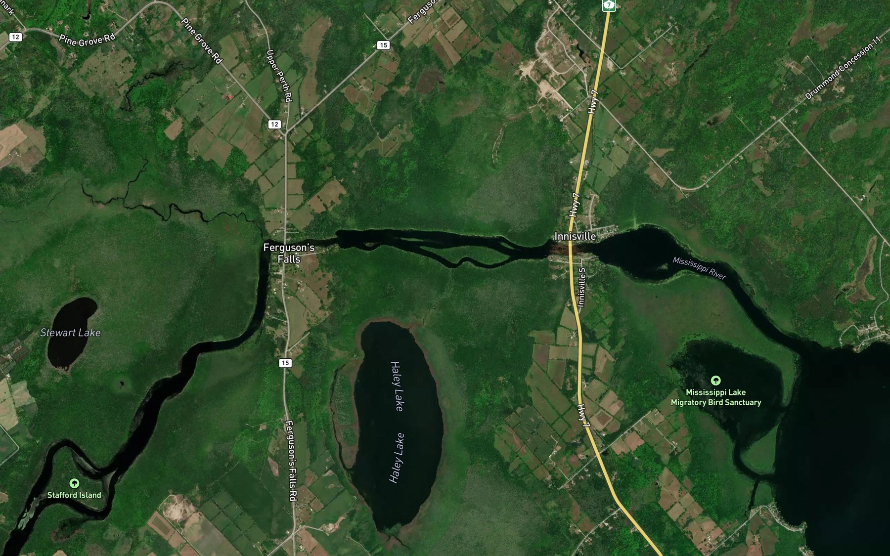 Satellite map of the Haley Creek