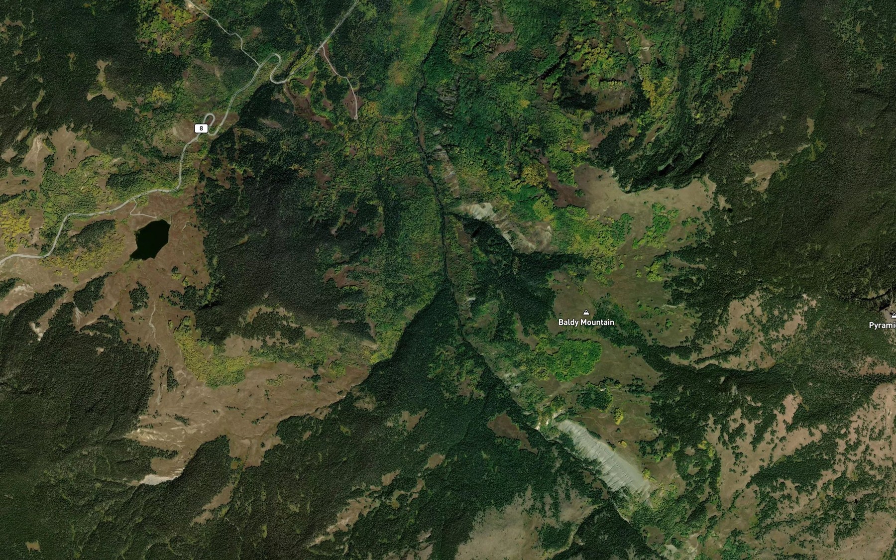 Satellite map of the Blue Mountain Creek