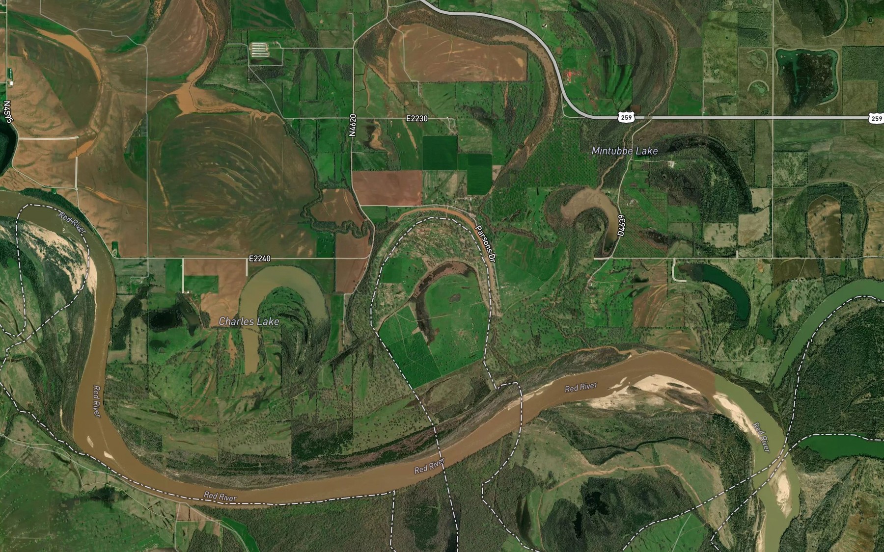 Satellite map of the Old River Lake