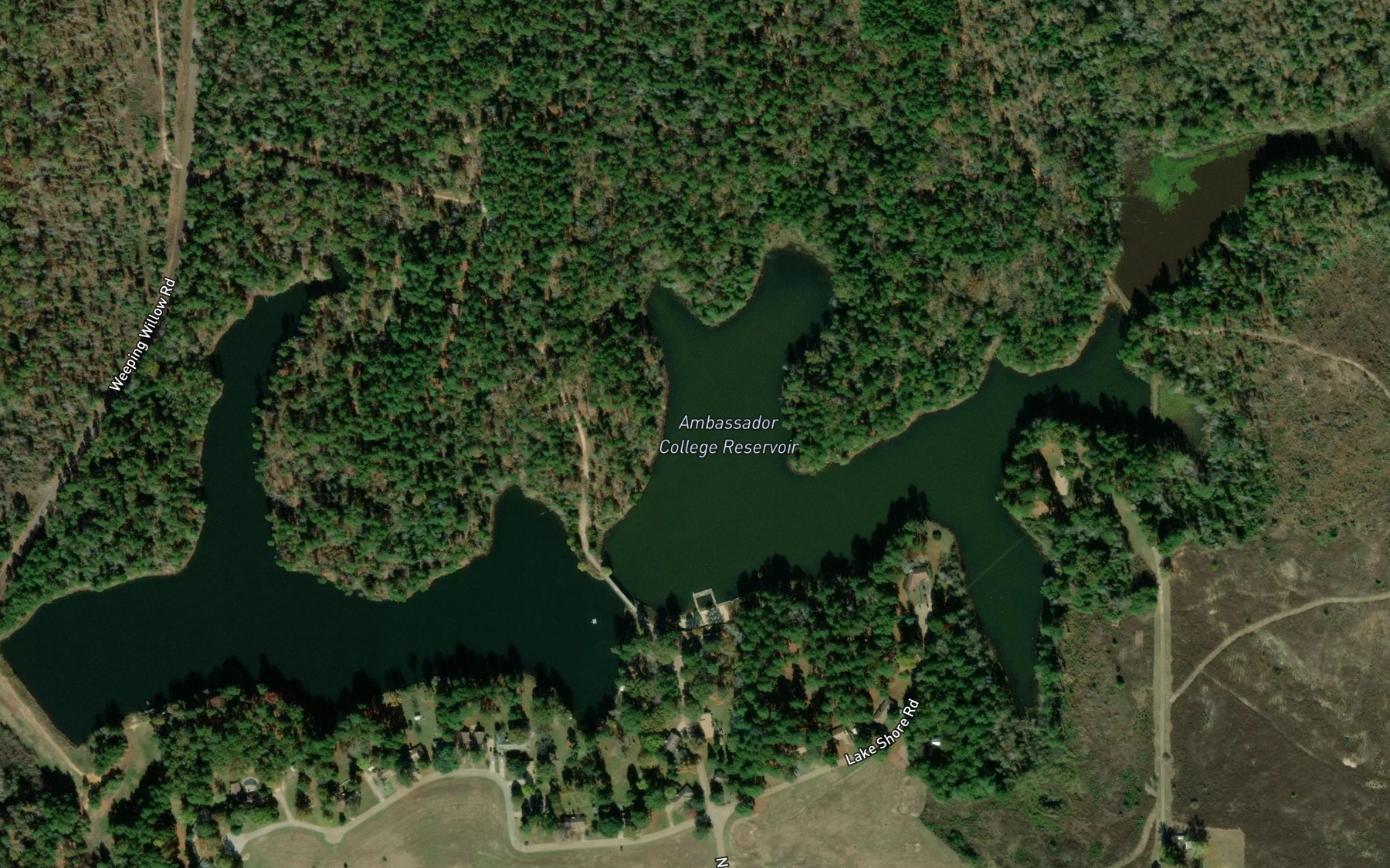 Satellite map of the Ambassador College Reservoir