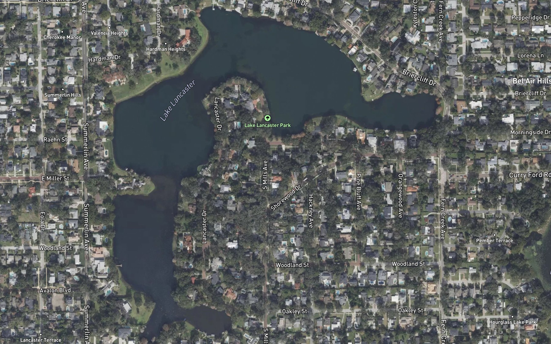 Satellite map of the Lake Lancaster
