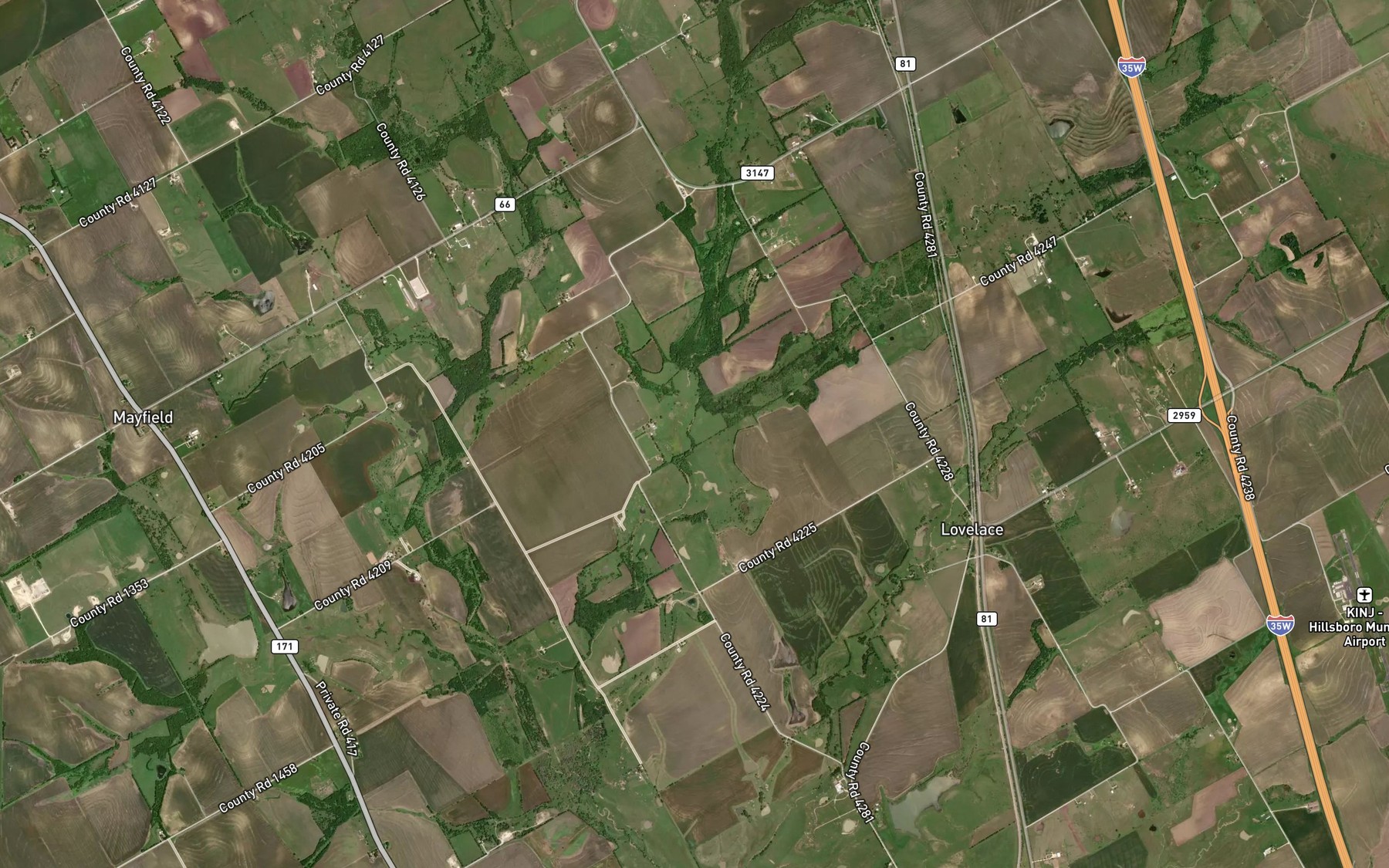 Satellite map of the Parker Creek