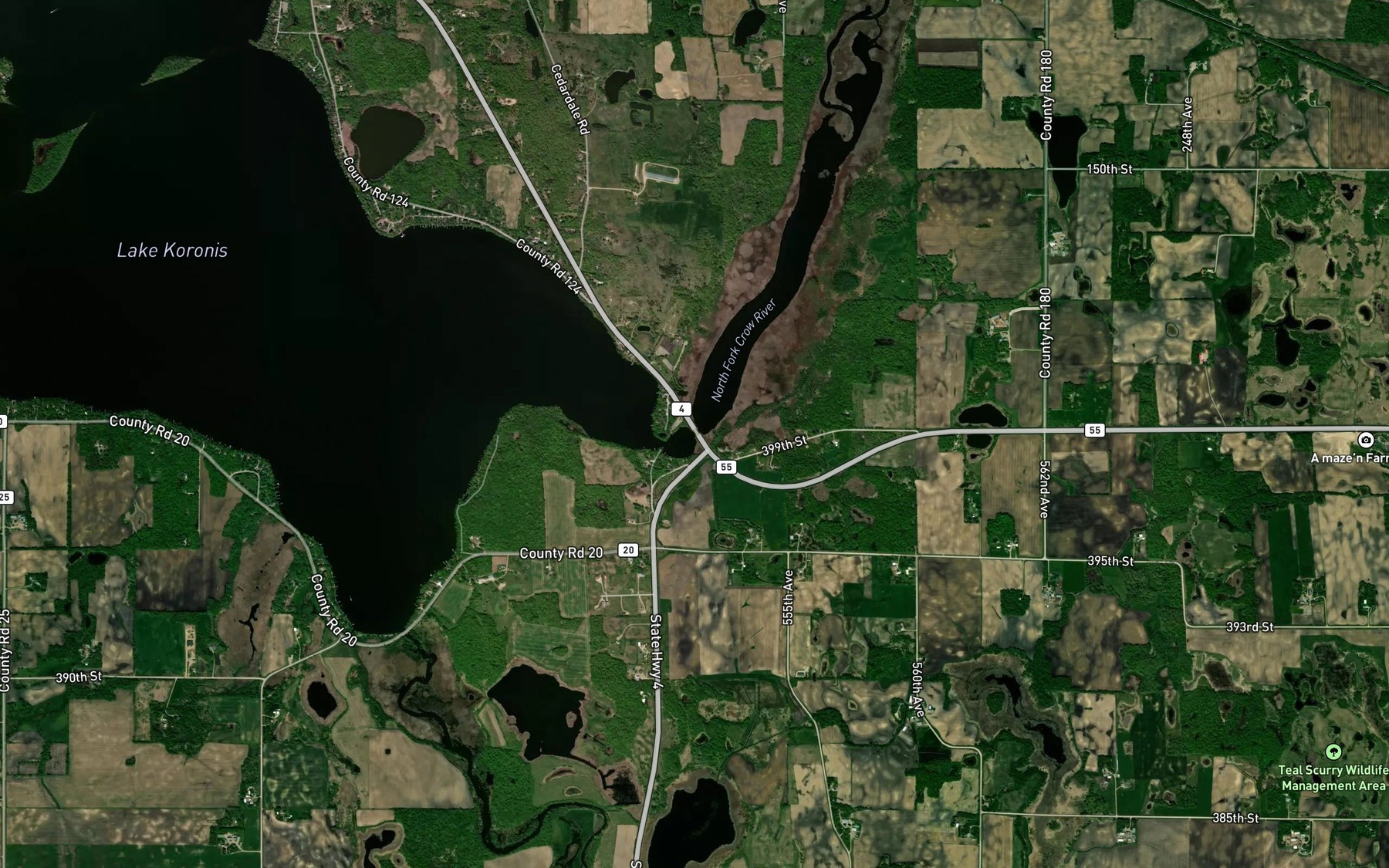 Satellite map of the Five Mile Bridge