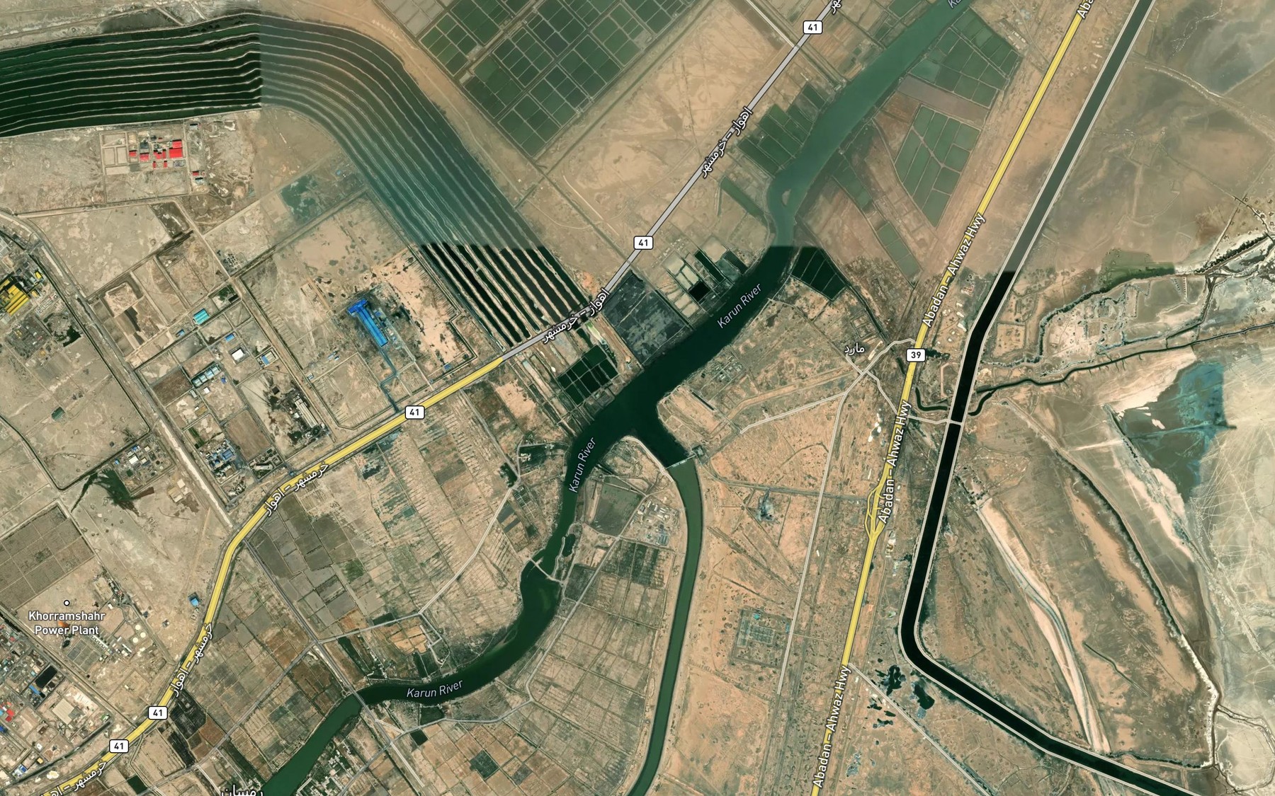Satellite map of the Rudkhaneh-ye Karun