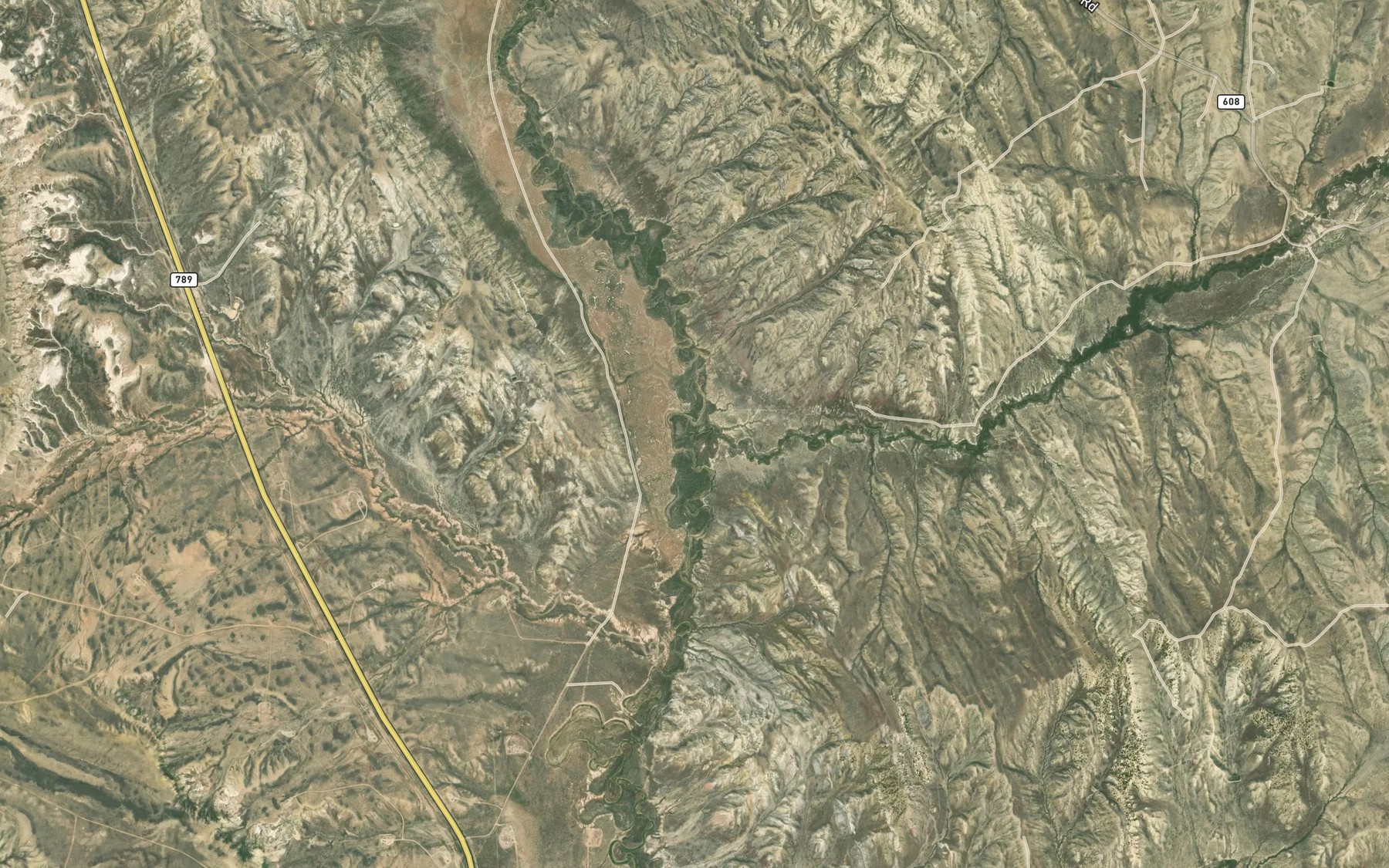 Satellite map of the Wild Cow Creek