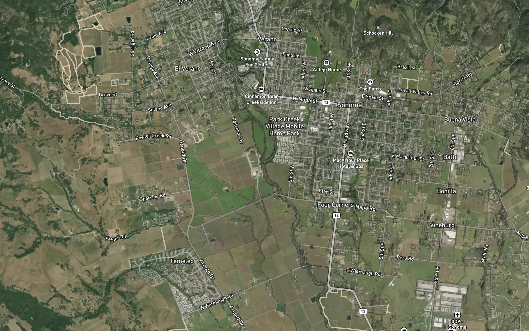 Satellite map of the Dowdall Creek