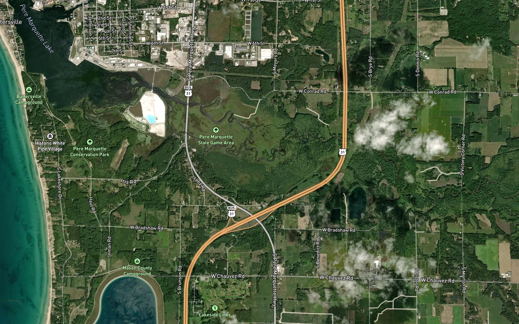 Satellite map of the Swanson Creek