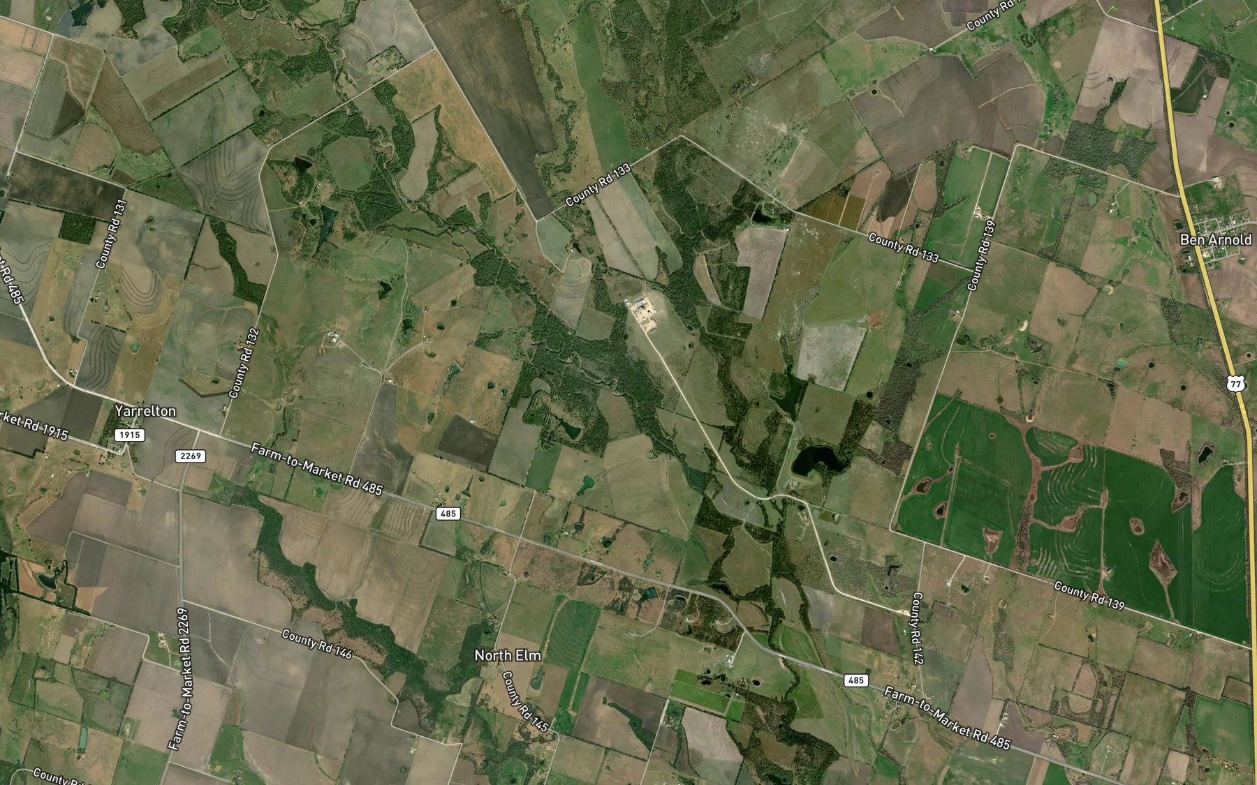 Satellite map of the Mustang Creek