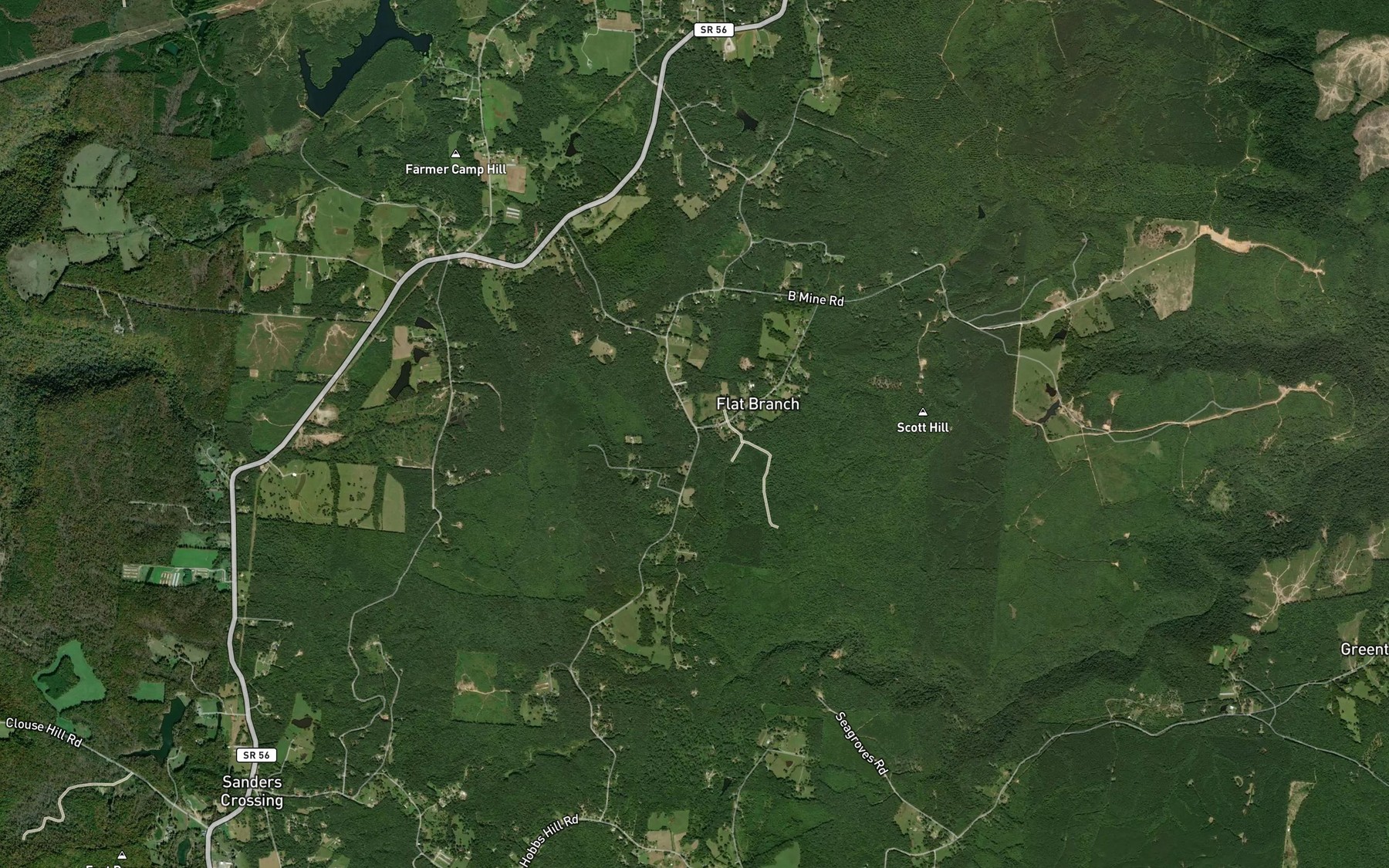 Satellite map of the Flat Branch