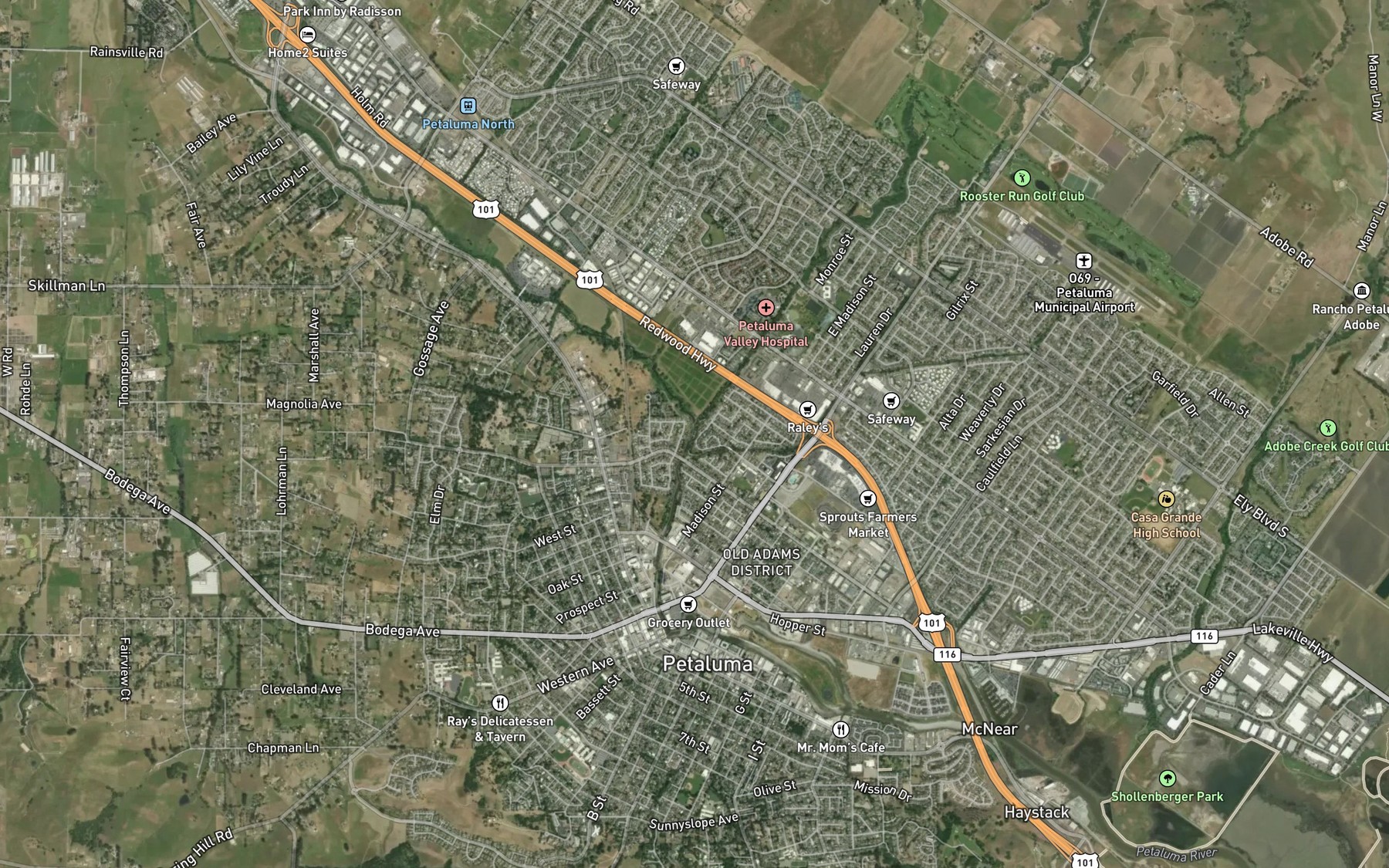 Satellite map of the Lynch Creek