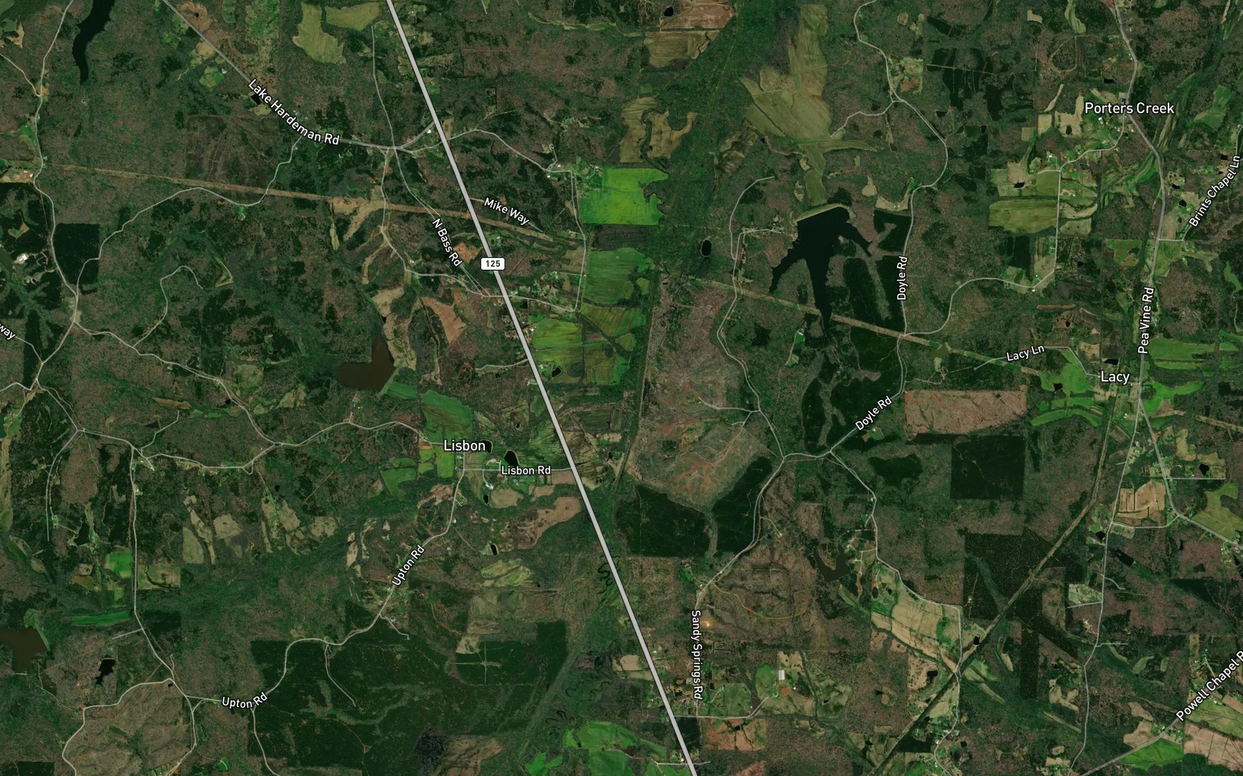 Satellite map of the Dry Branch