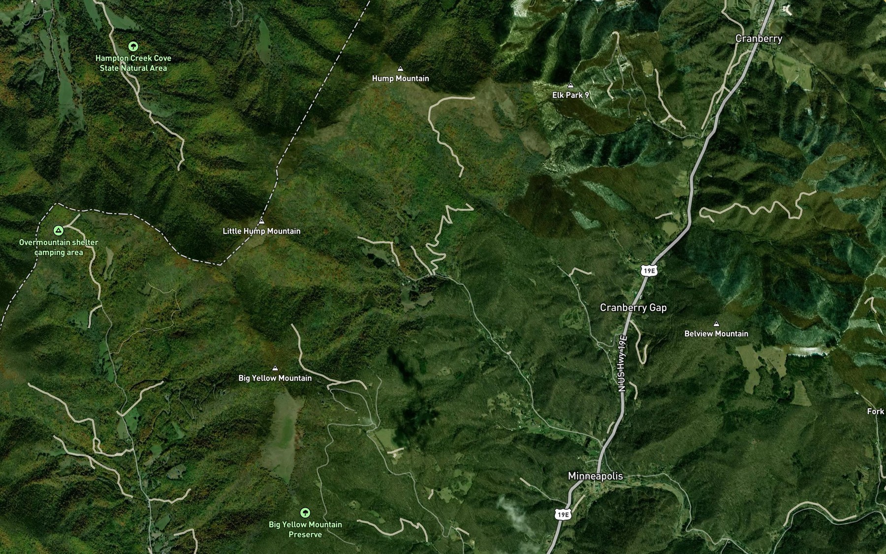 Satellite map of the Little Horse Creek