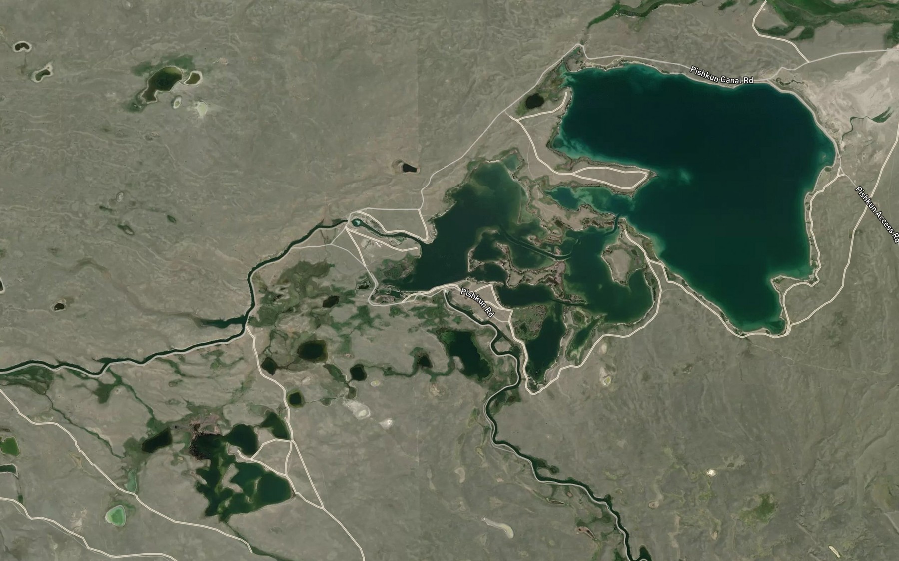 Satellite map of the Pishkun Reservoir