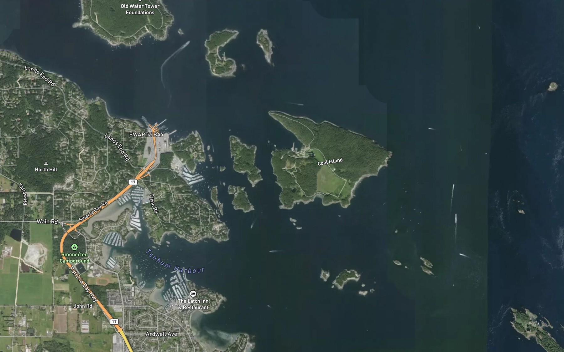 Satellite map of the Lewis Bay