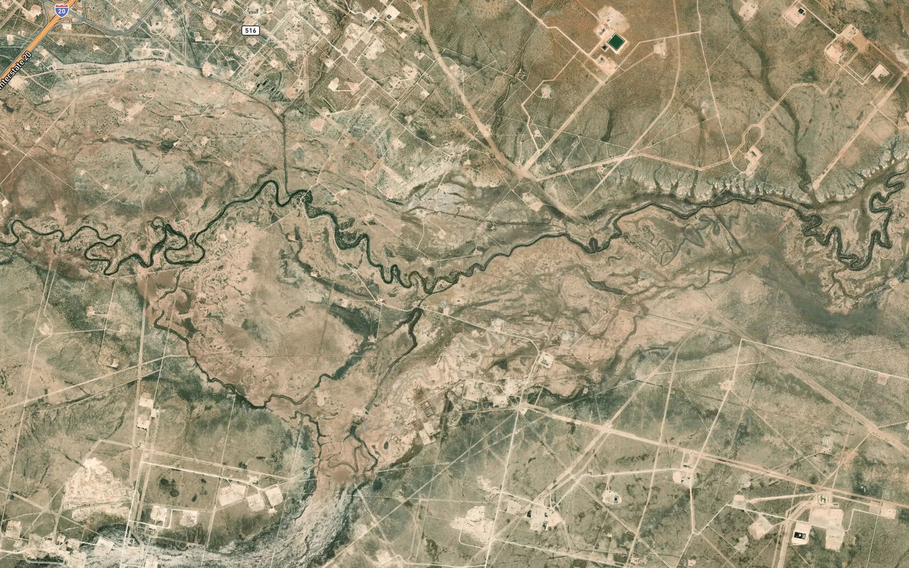 Satellite map of the Toyah Creek