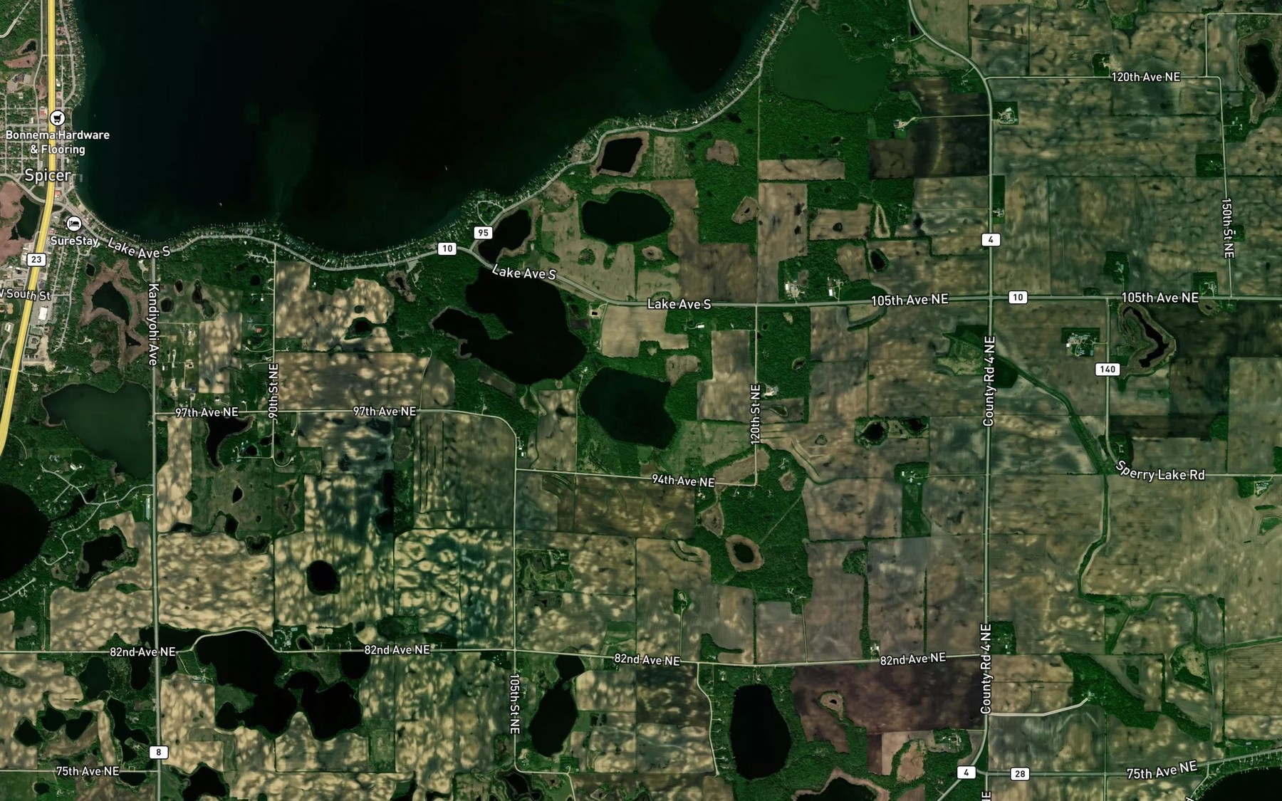 Satellite map of the Downs Lake