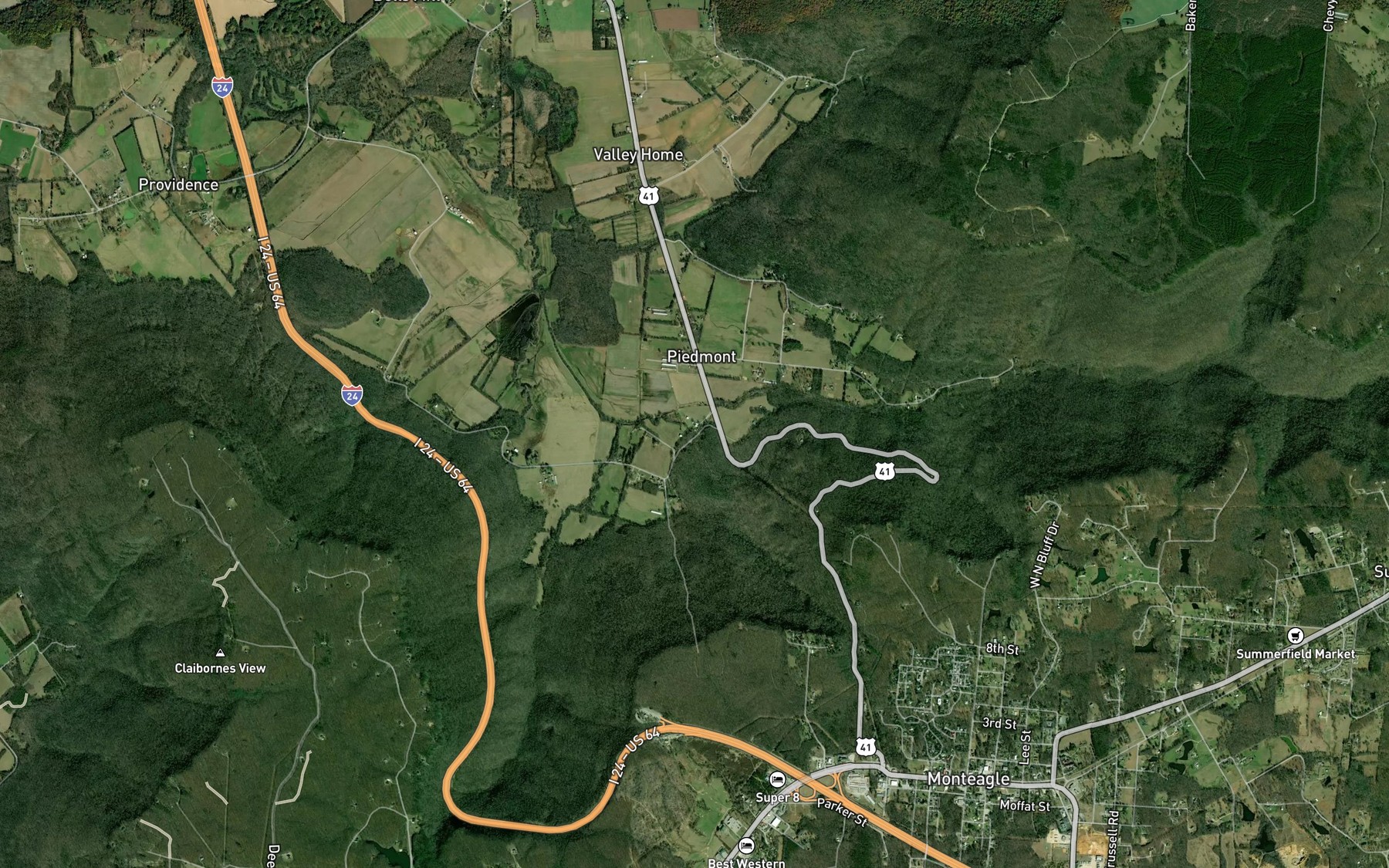 Satellite map of the Gilliam Springs