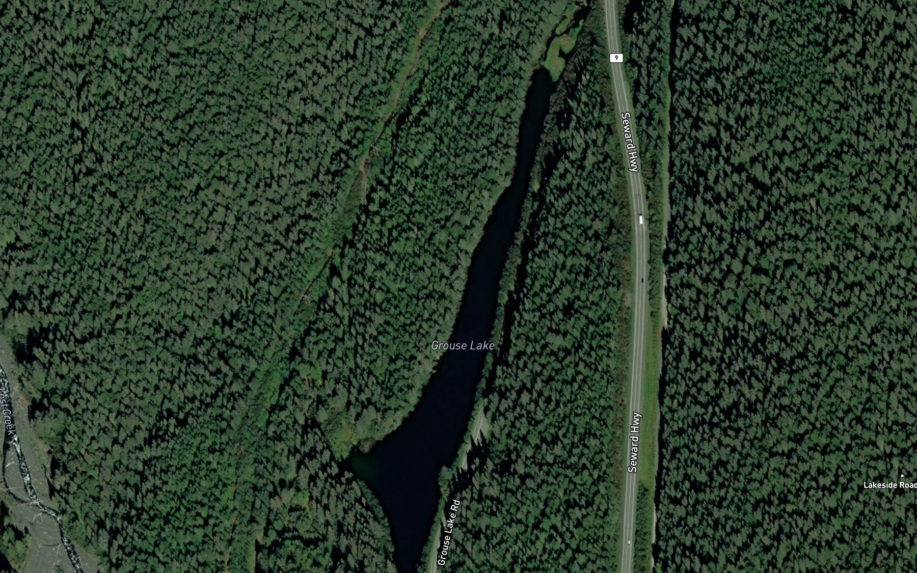 Satellite map of the Grouse Lake