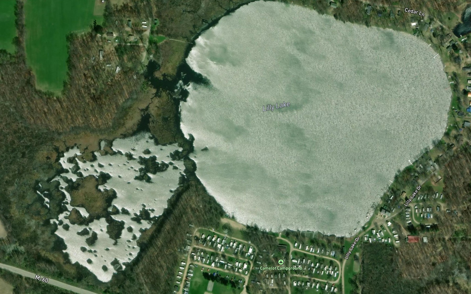 Satellite map of the Lilly Lake