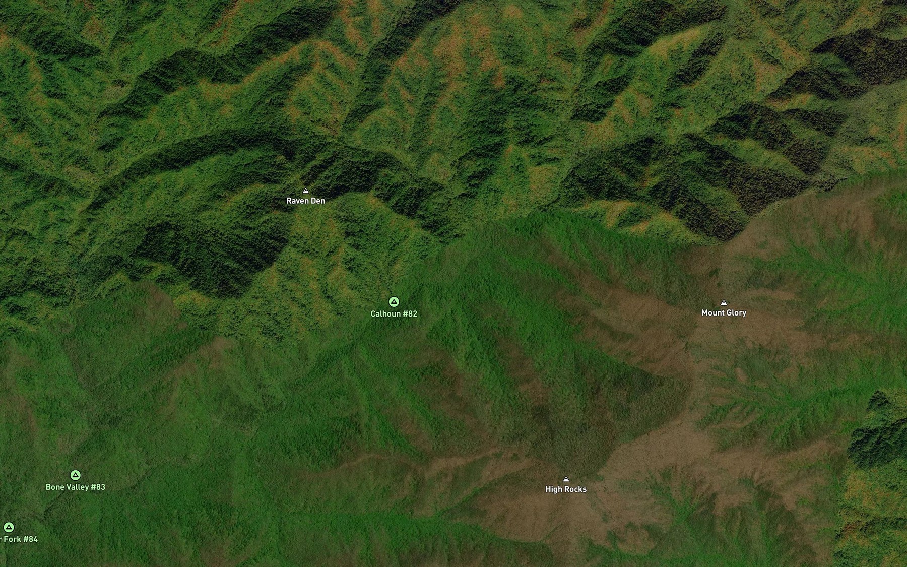 Satellite map of the Huggins Branch
