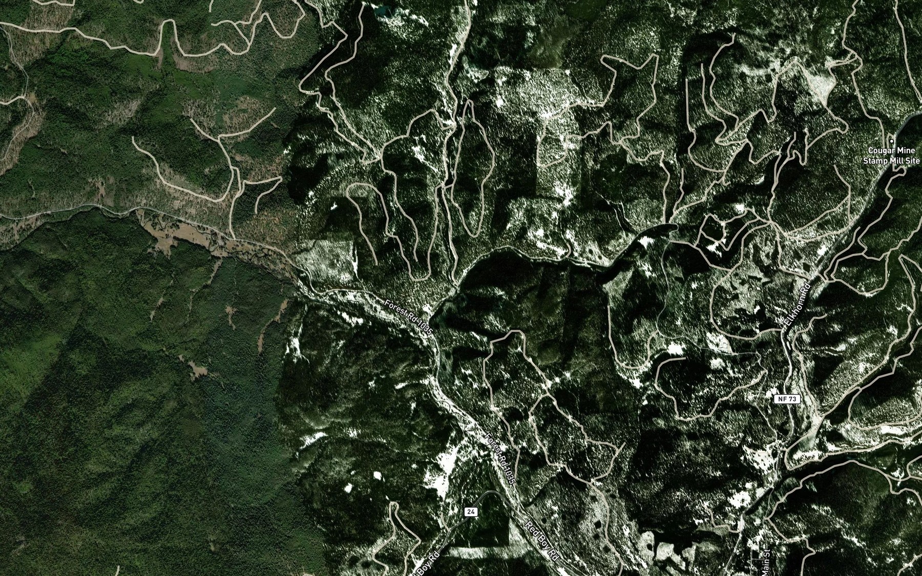 Satellite map of the West Ten Cent Creek