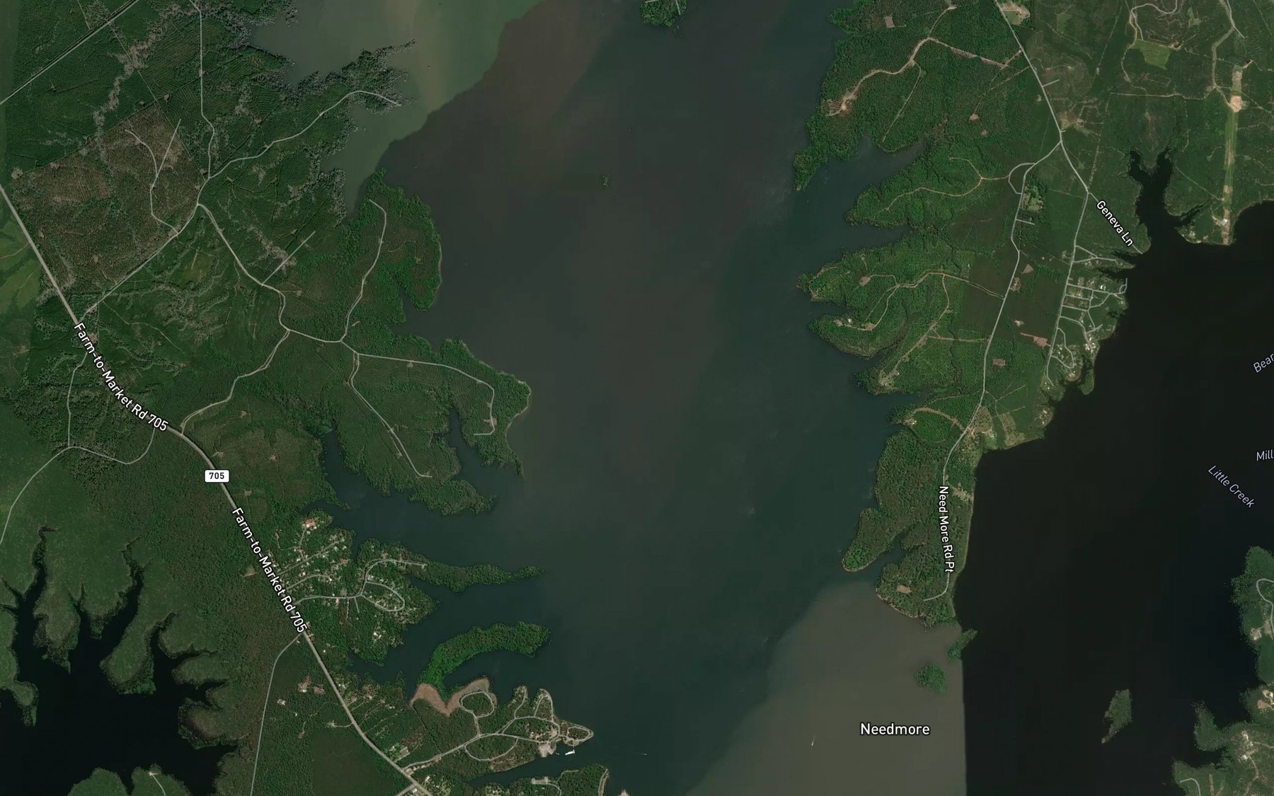 Satellite map of the Sandy Creek