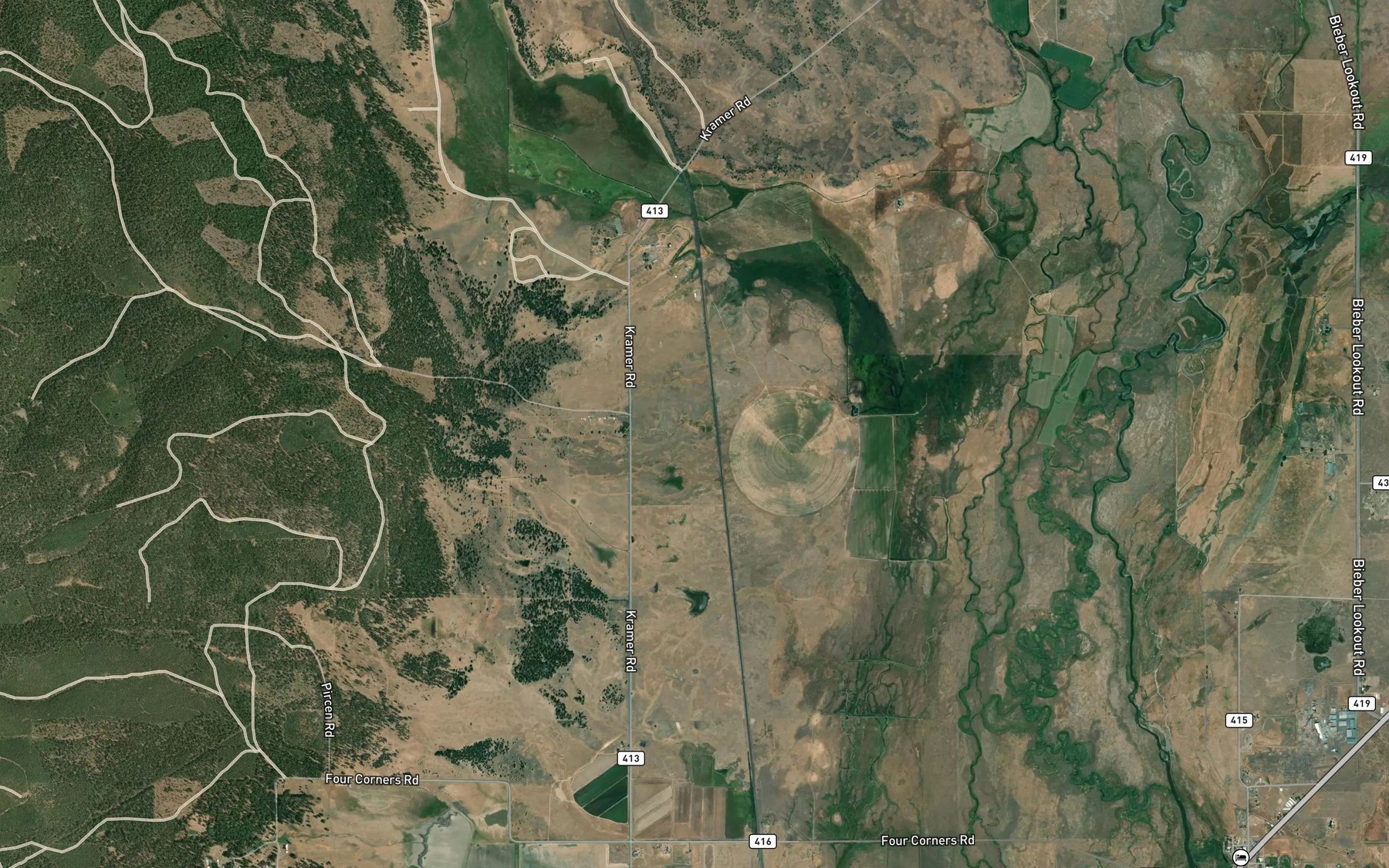 Satellite map of the Cedar Run Creek