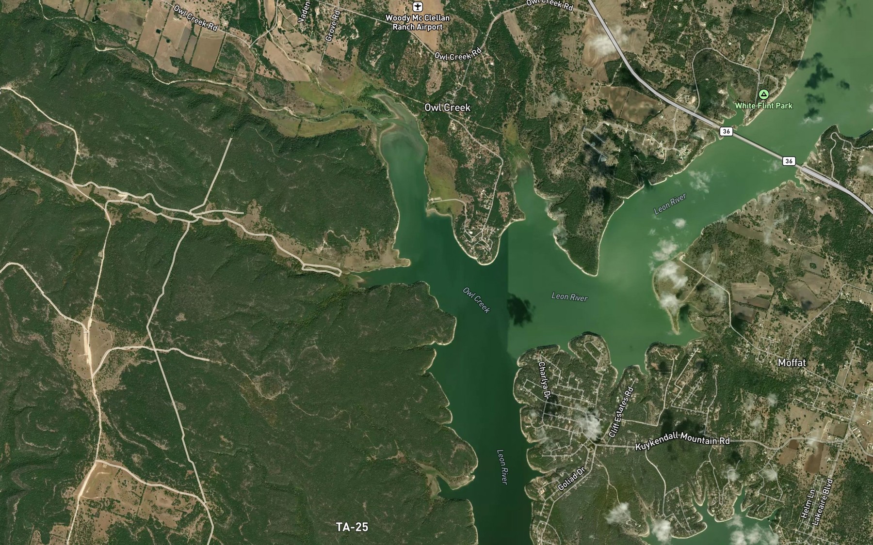 Satellite map of the Owl Creek