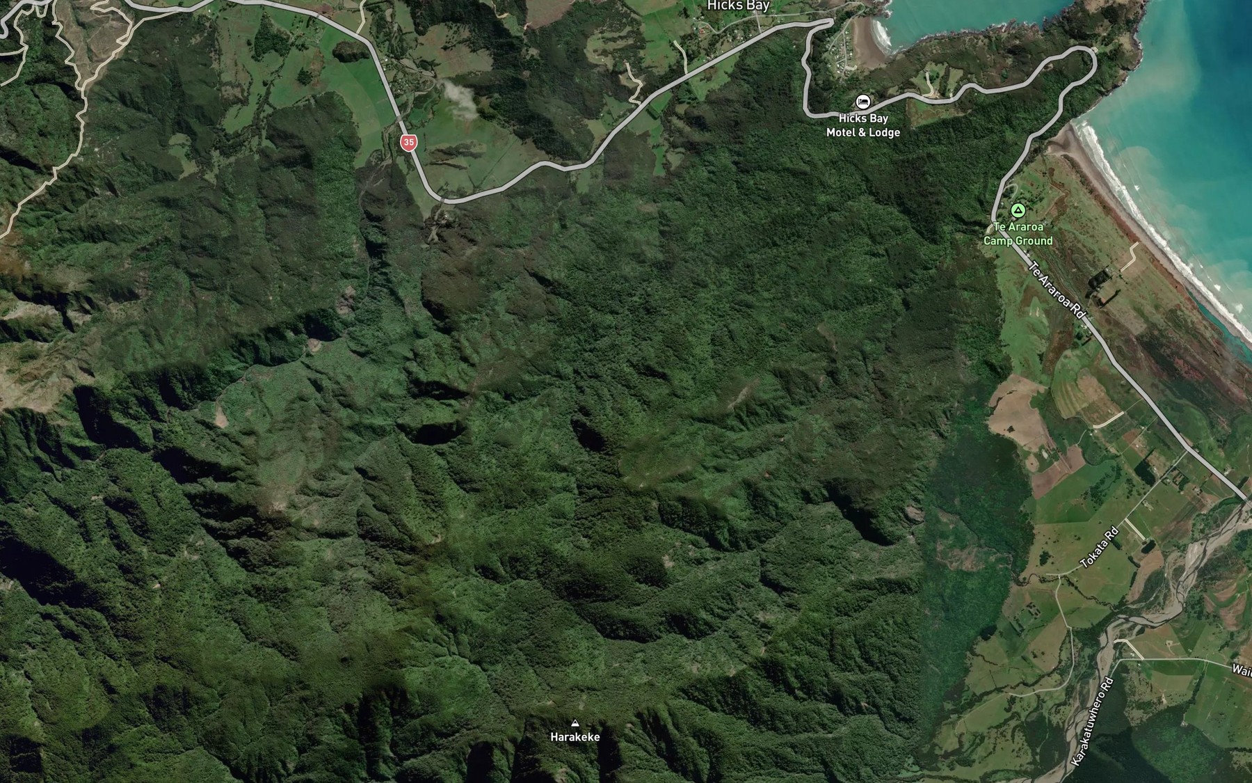 Satellite map of the Mangarua Stream