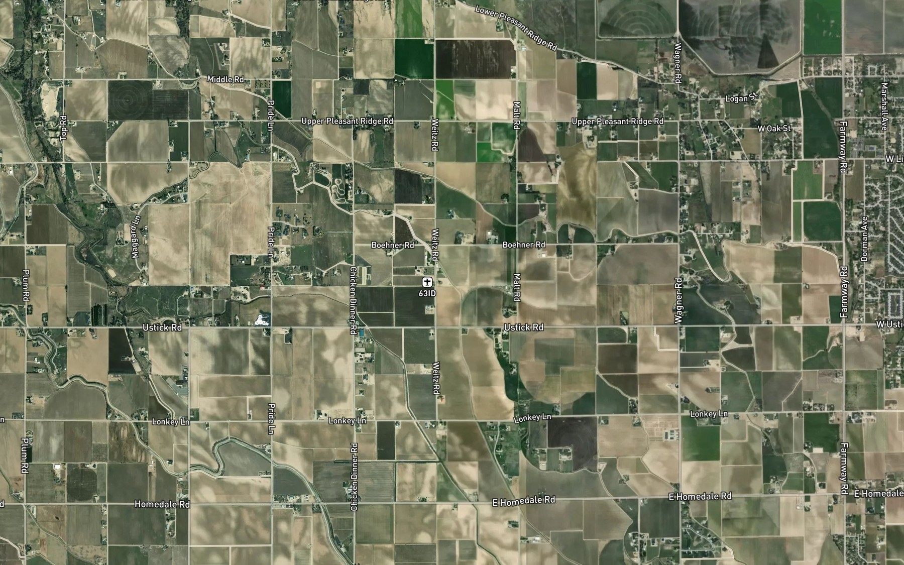 Satellite map of the Deer Flat North Canal