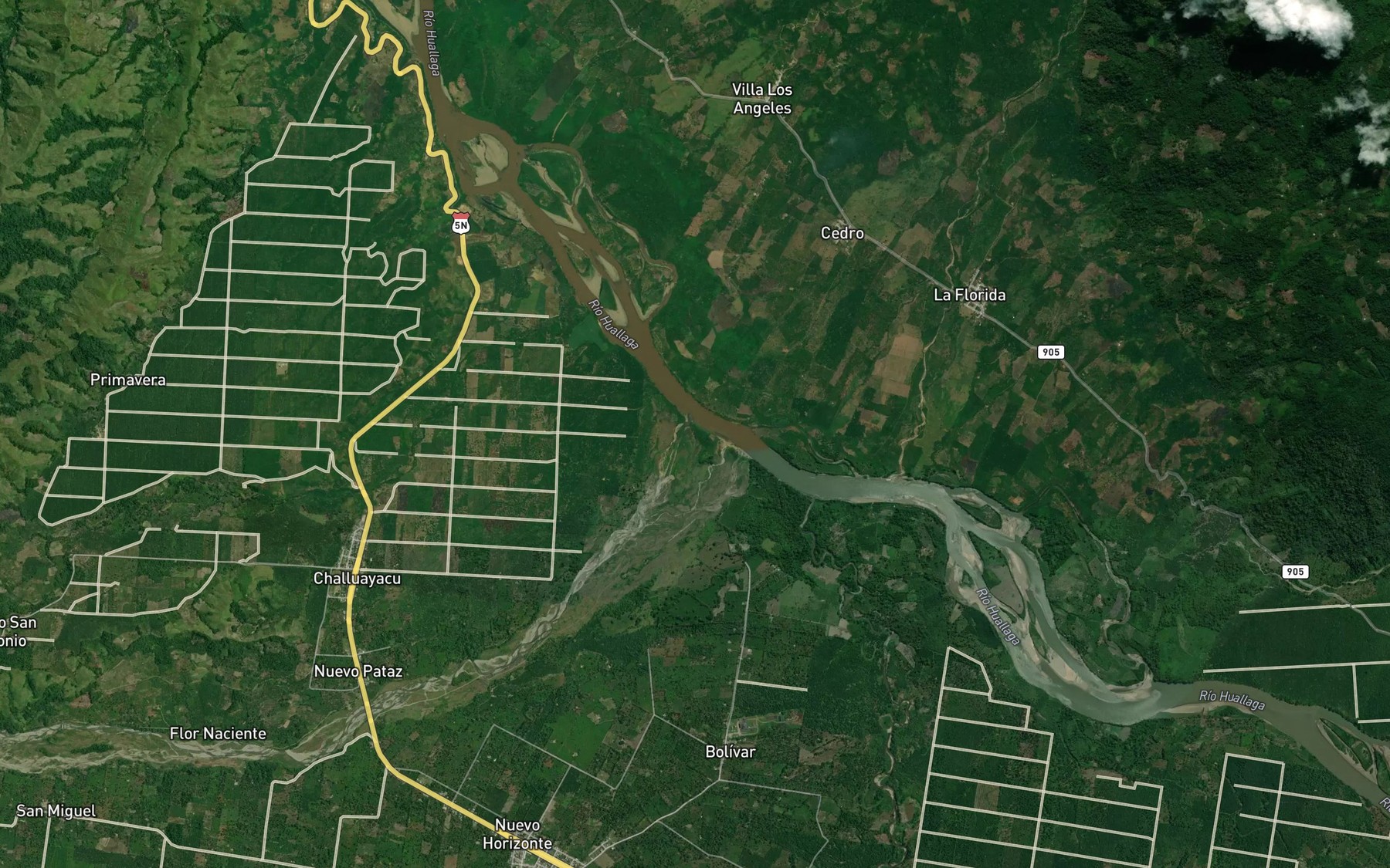 Satellite map of the Rio Challvayacu