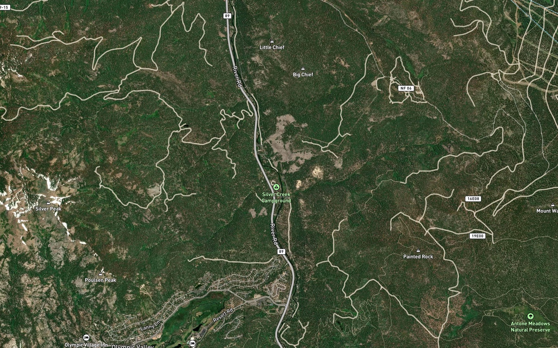 Satellite map of the Silver Creek