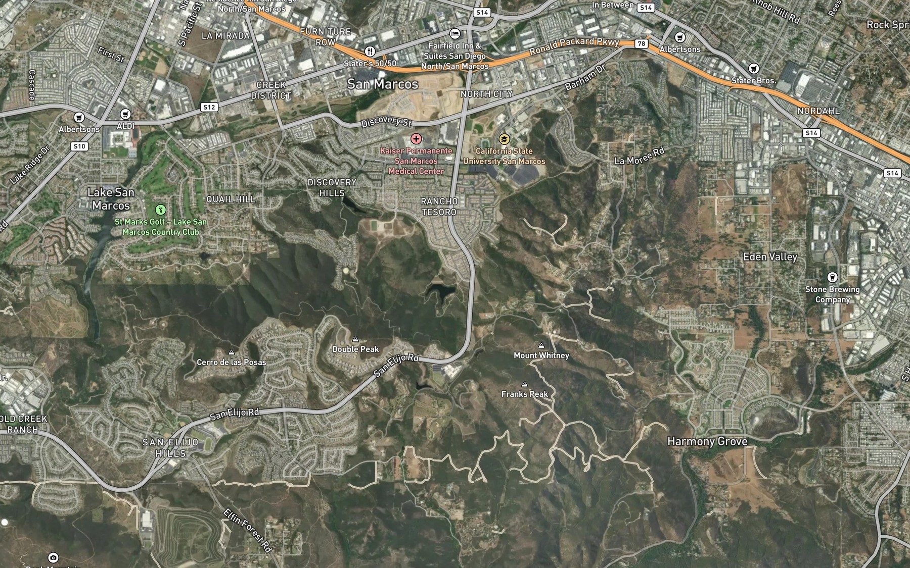 Satellite map of the South Lake