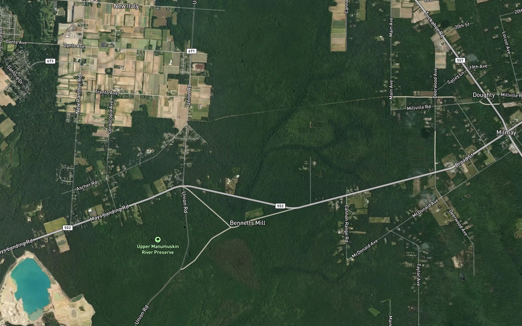 Satellite map of the Ingersall Branch