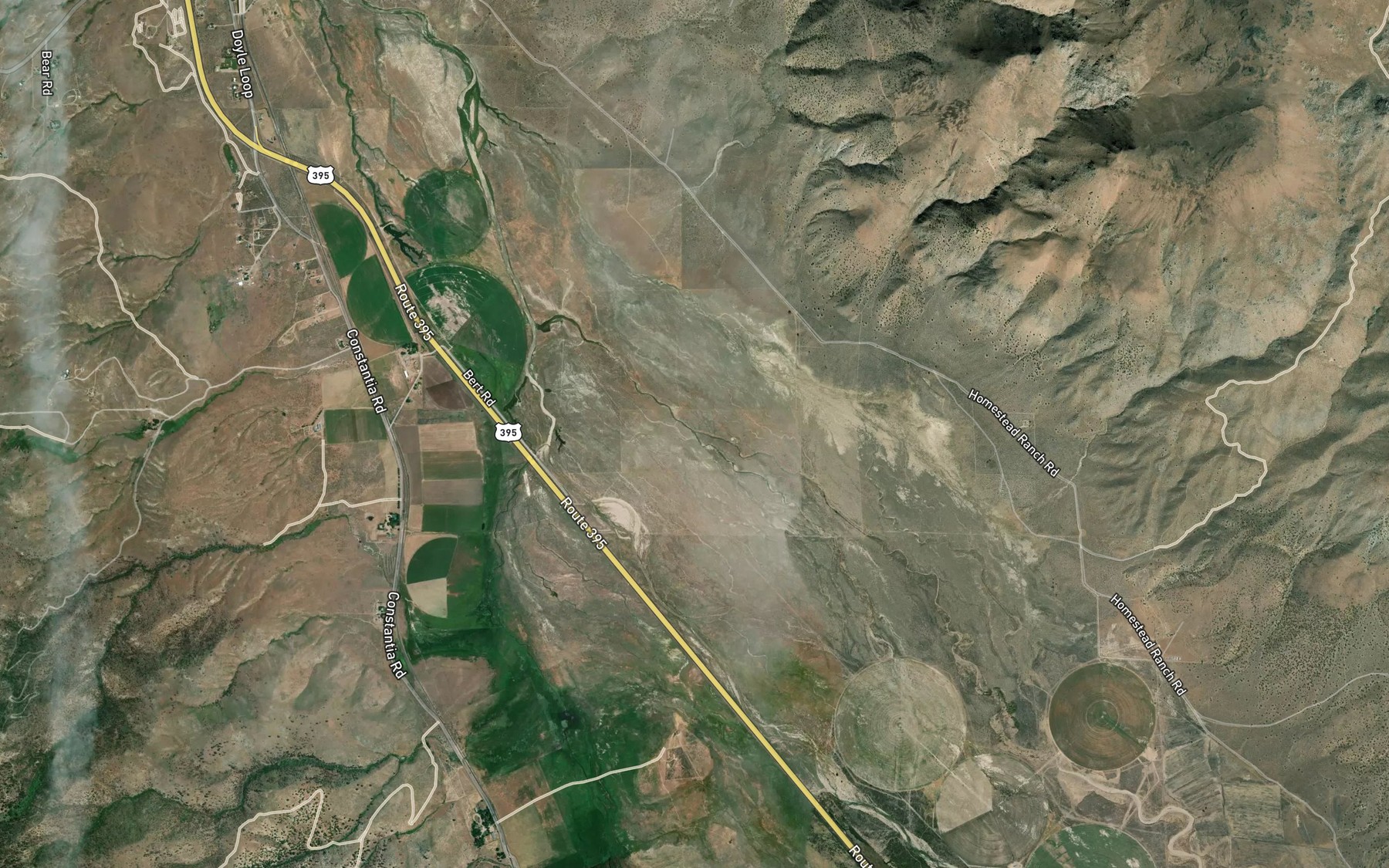 Satellite map of the Dry Valley Creek