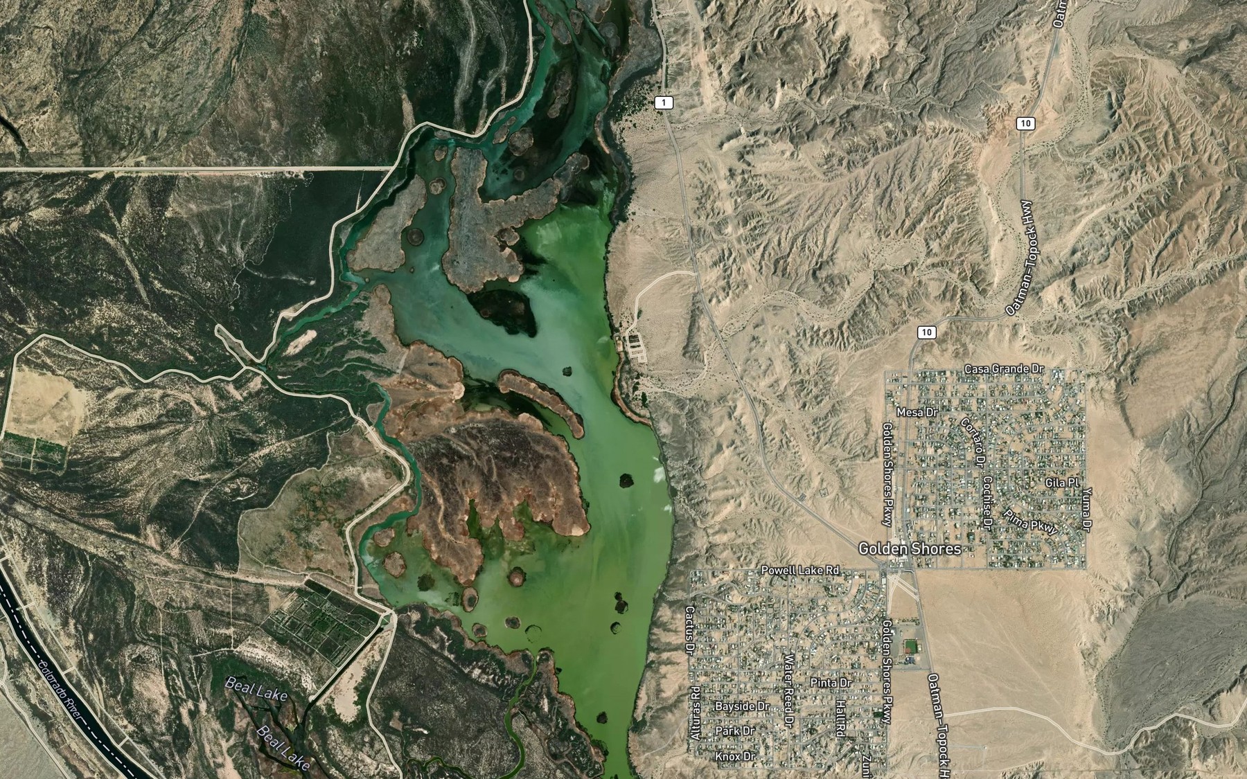 Satellite map of the Fivemile Wash