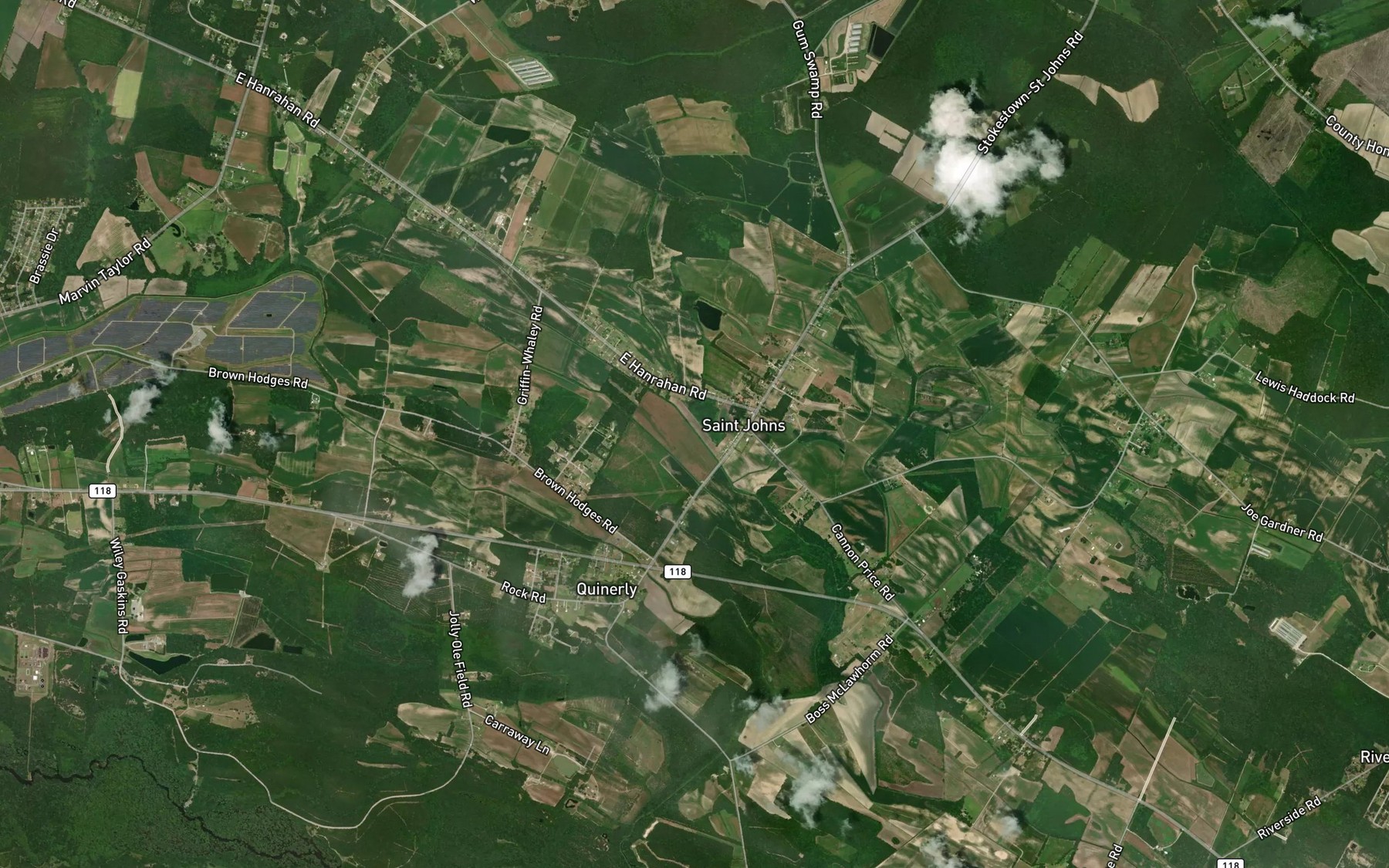 Satellite map of the Saint Johns Canal