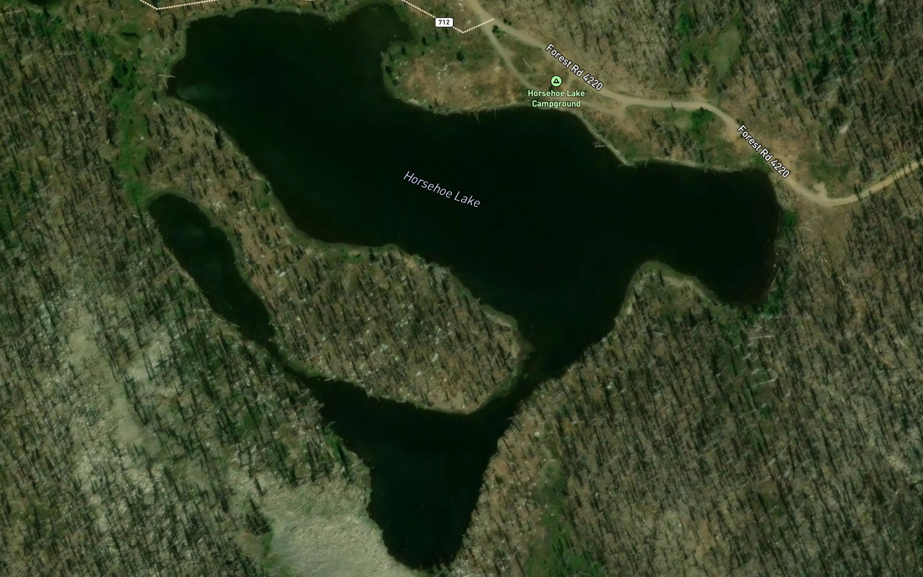 Satellite map of the Horseshoe Lake