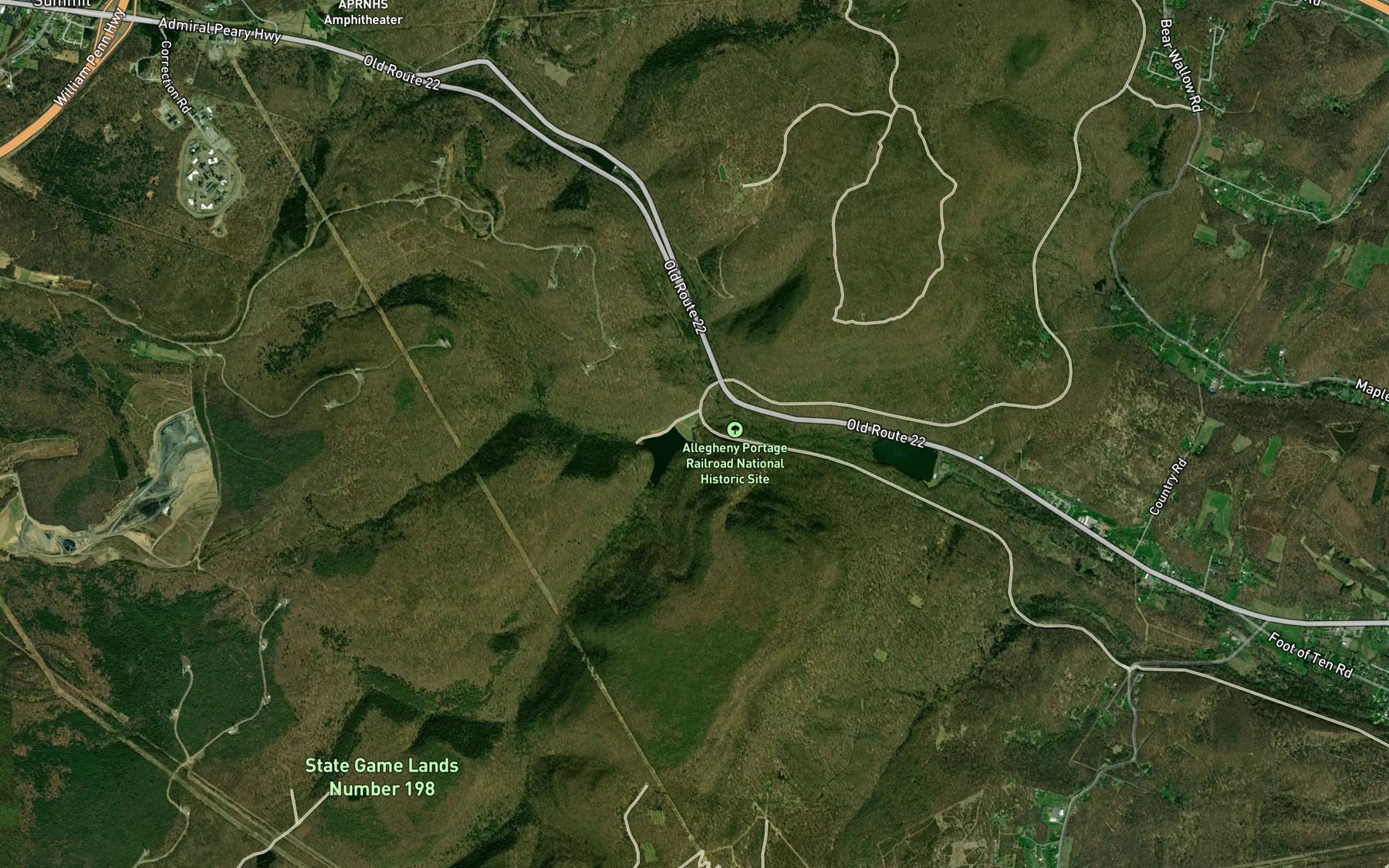 Satellite map of the Hollidaysburg Reservoir