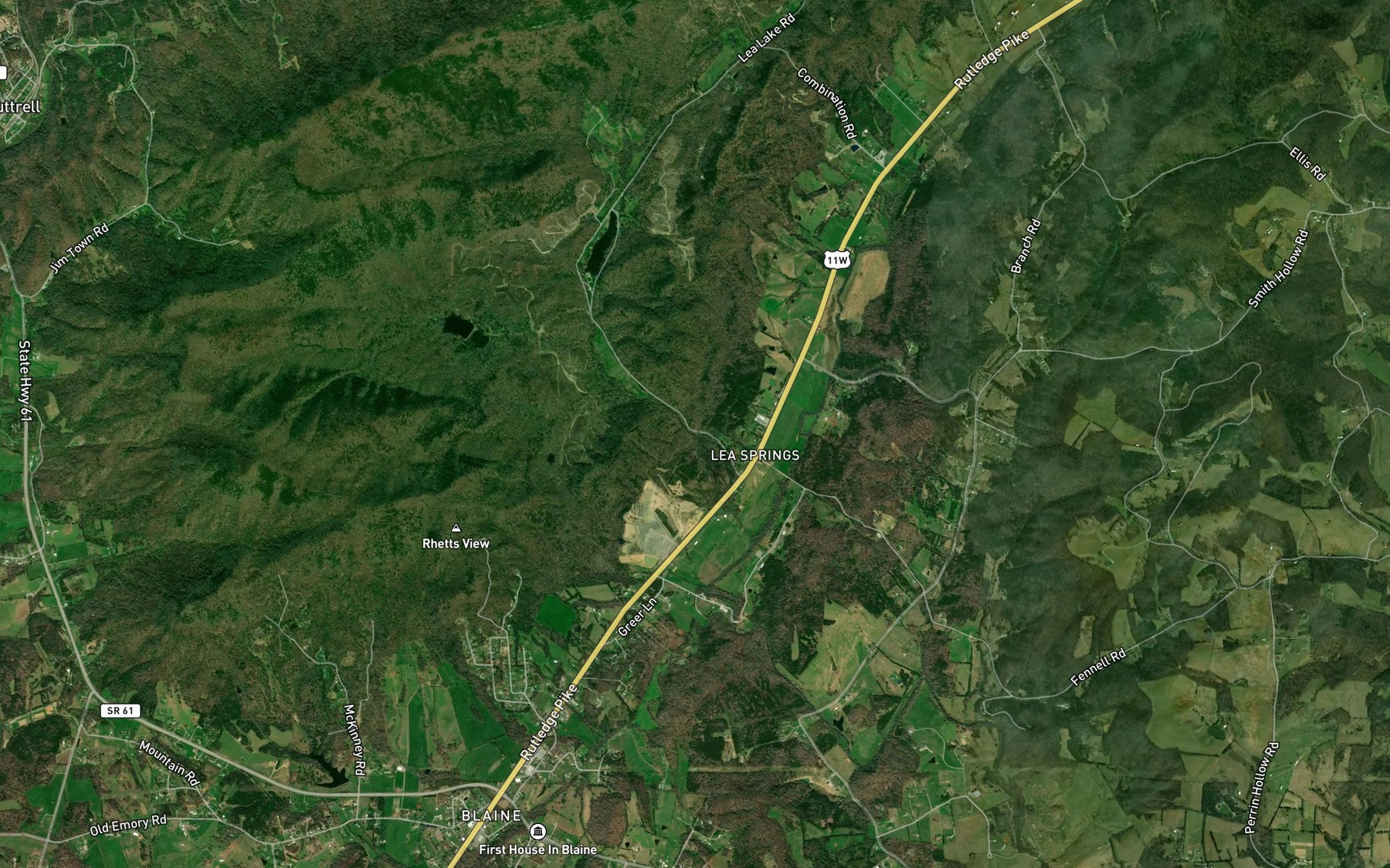 Satellite map of the Sulphur Spring