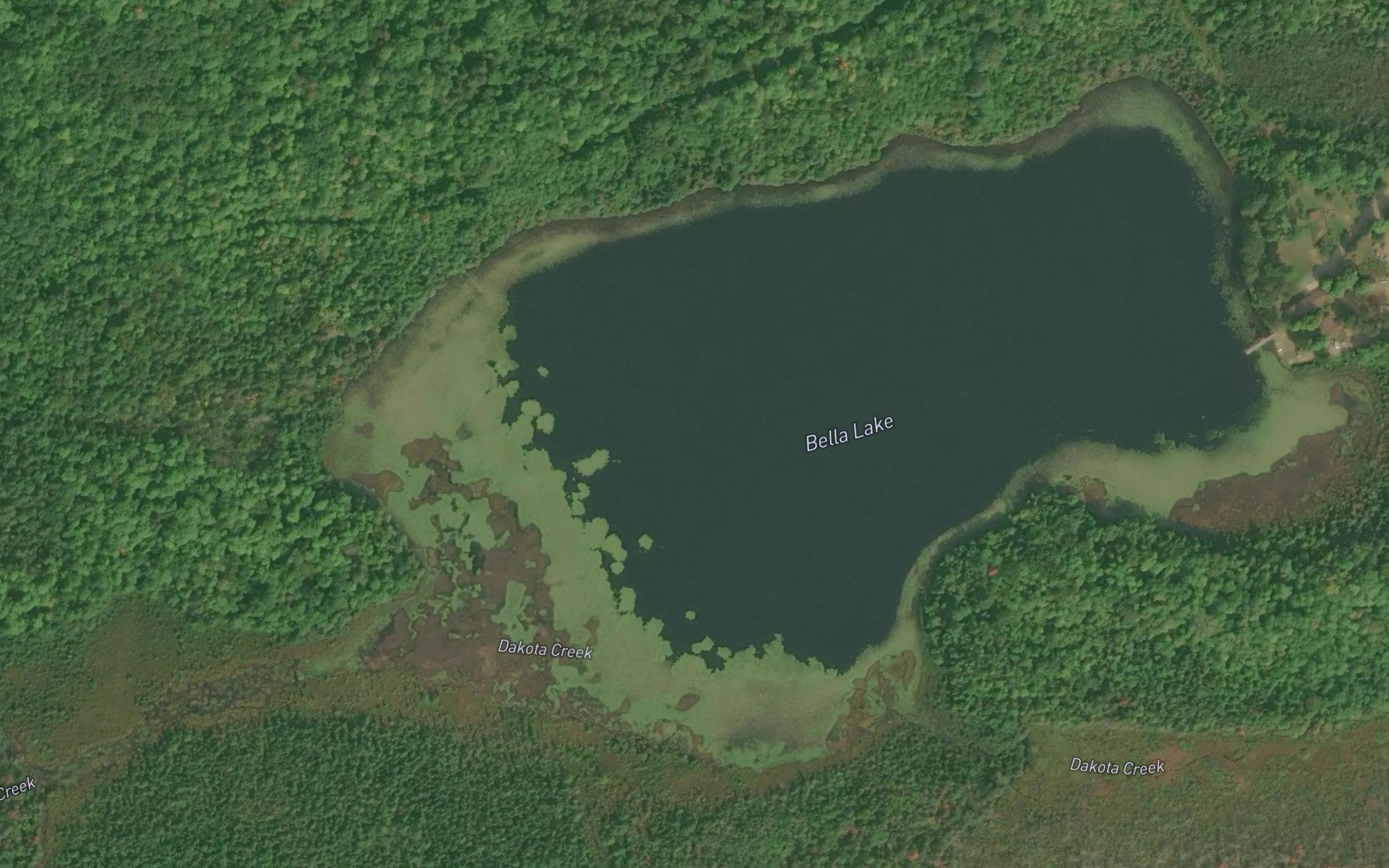 Satellite map of the Bella Lake