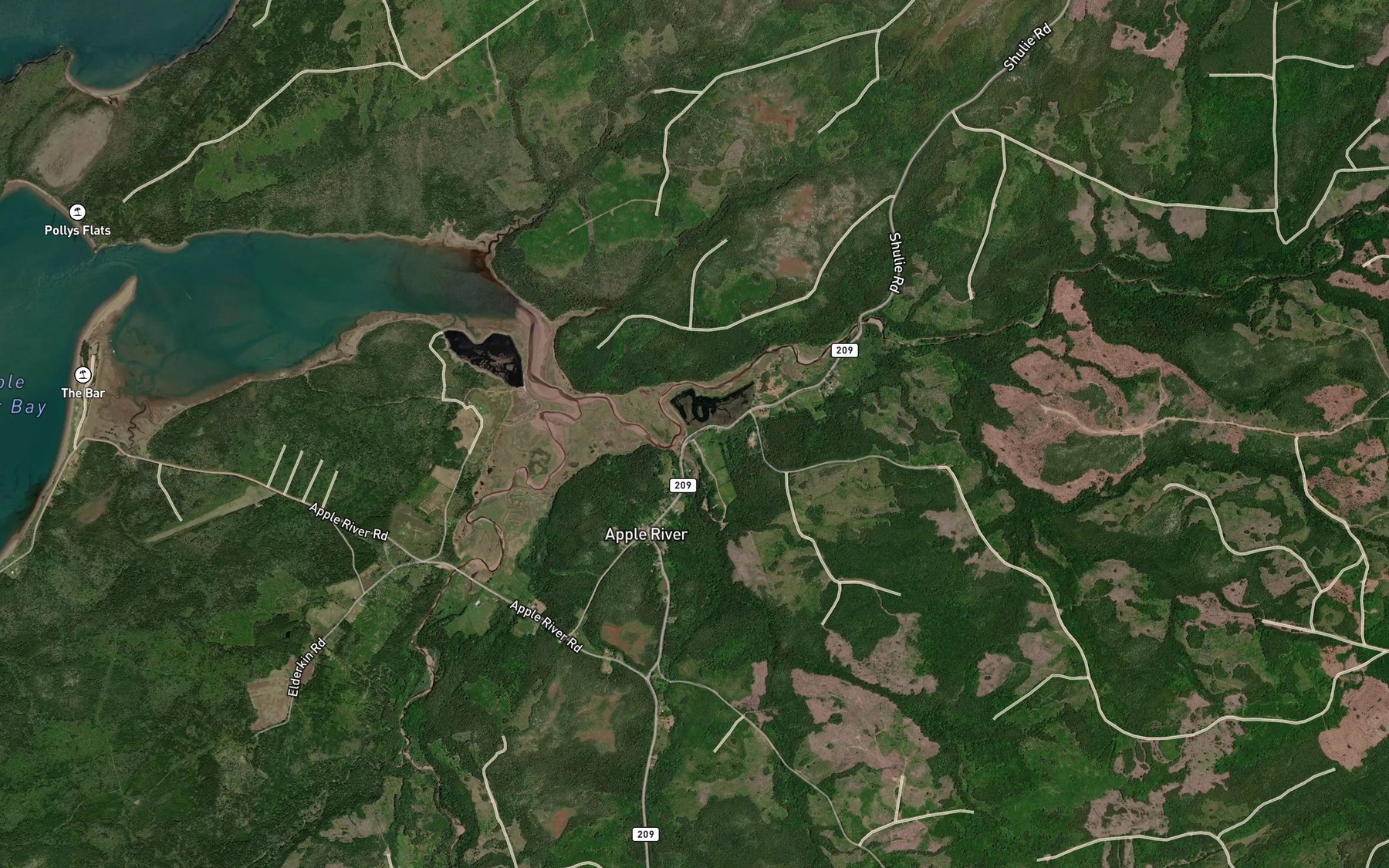 Satellite map of the East Branch AppleRiver