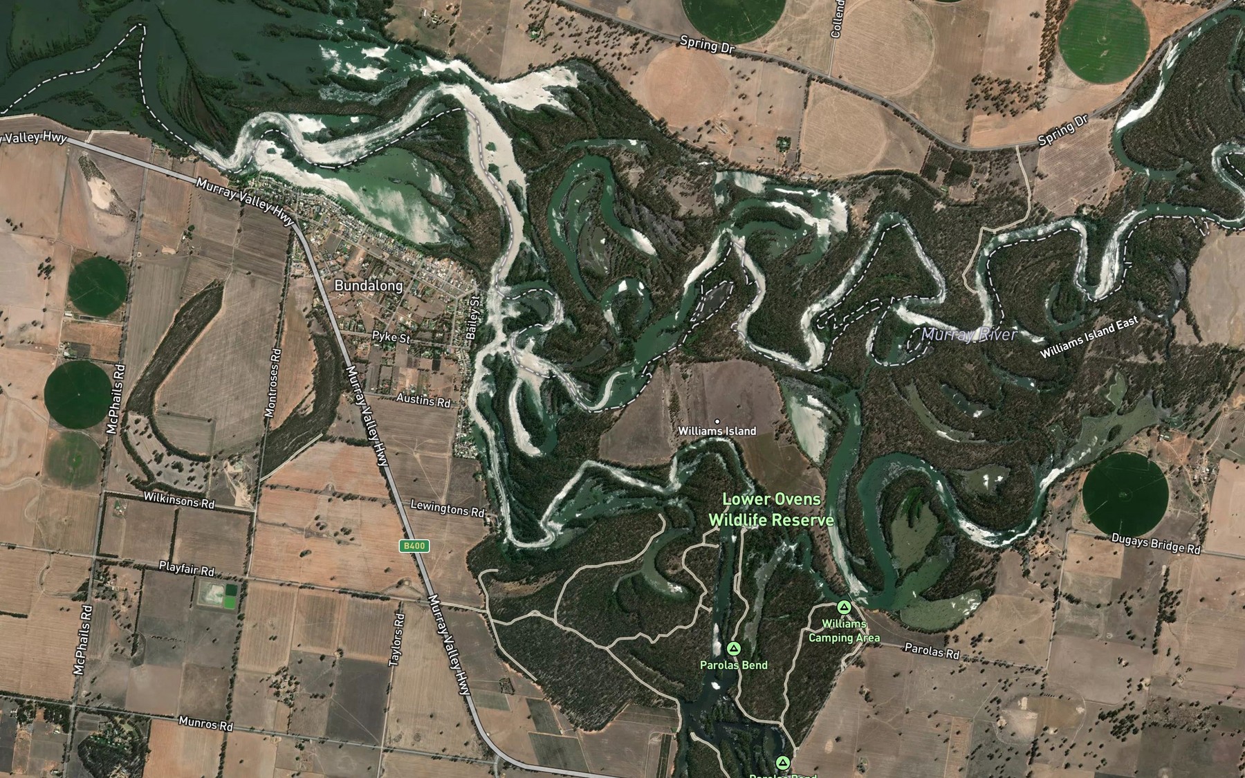 Satellite map of the Murray River