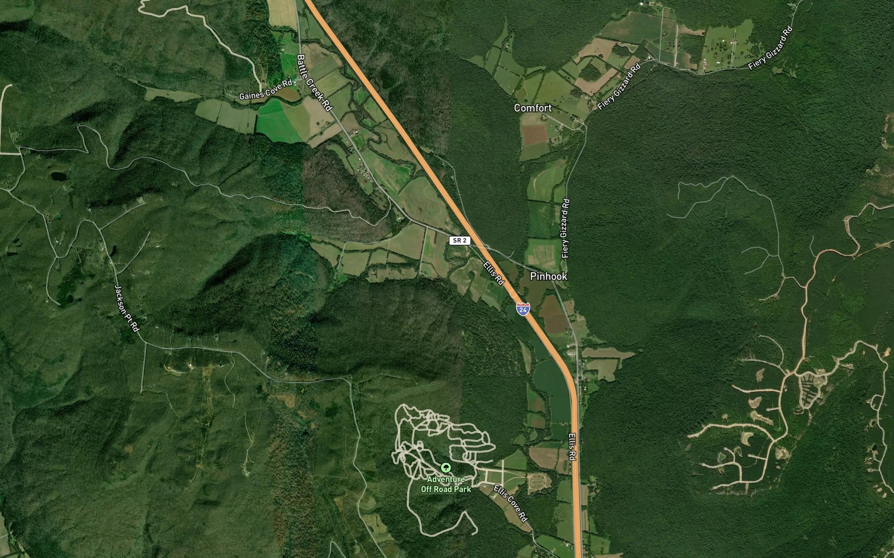 Satellite map of the Tate Cove Creek