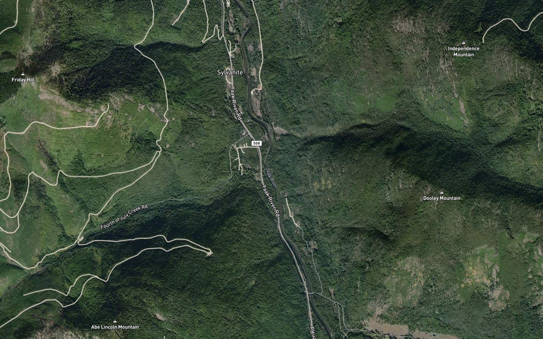 Satellite map of the Fourth of July Creek