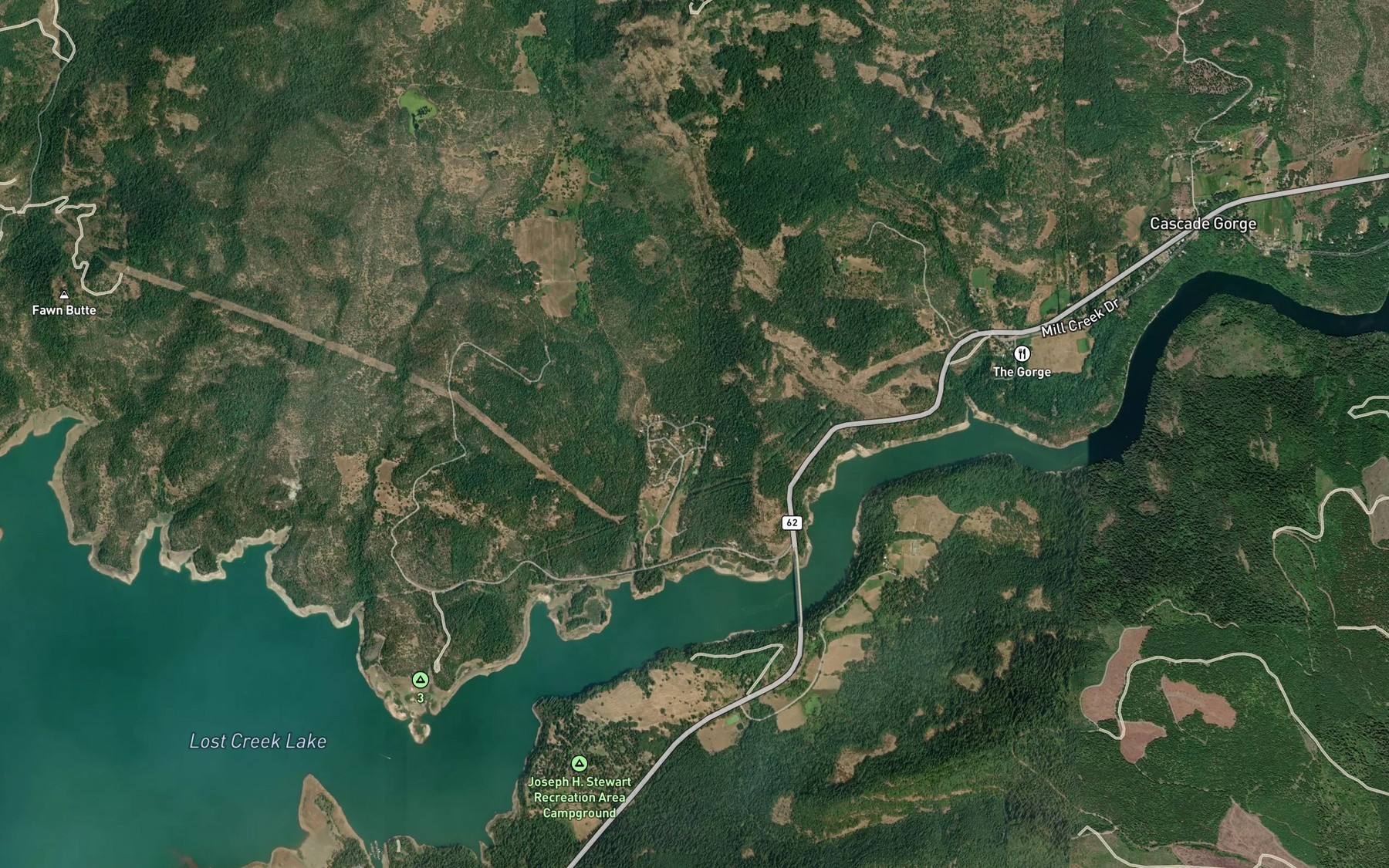 Satellite map of the Evergreen Spring