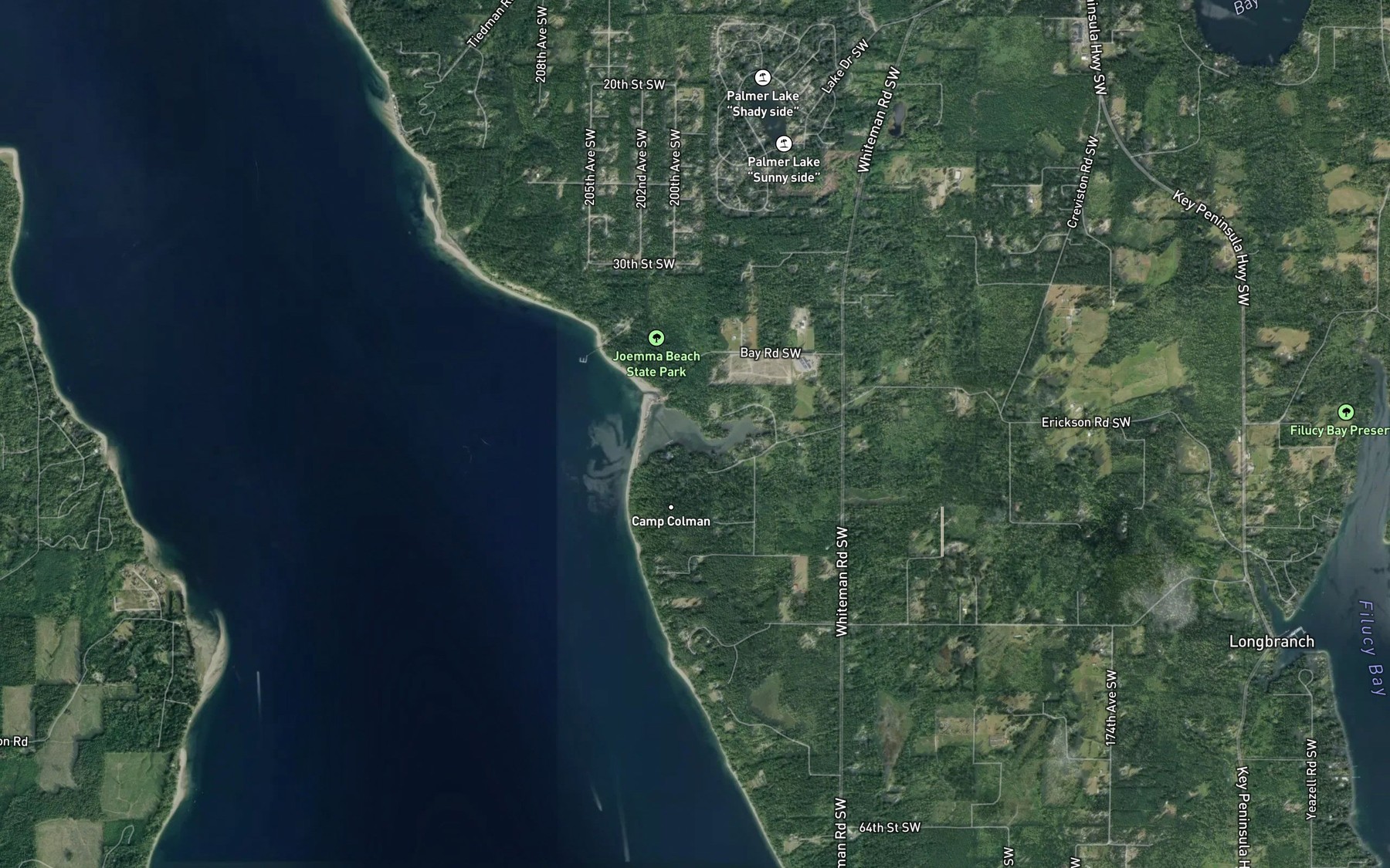 Satellite map of the Whiteman Cove